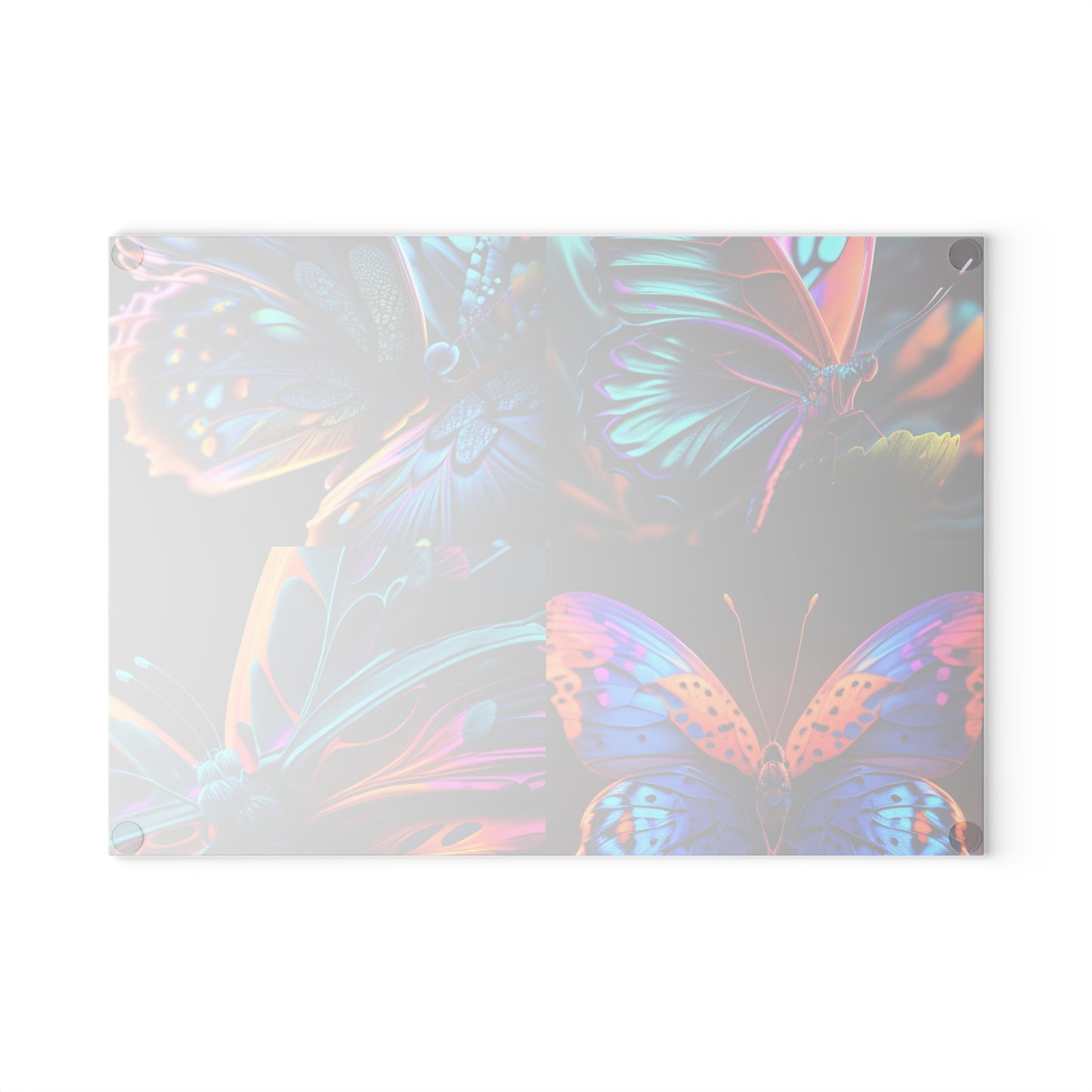 Glass Cutting Board Neon Butterfly Macro 5