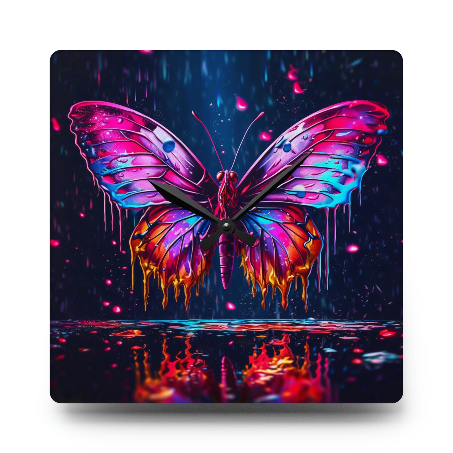 Acrylic Wall Clock Pink Butterfly Flair 2