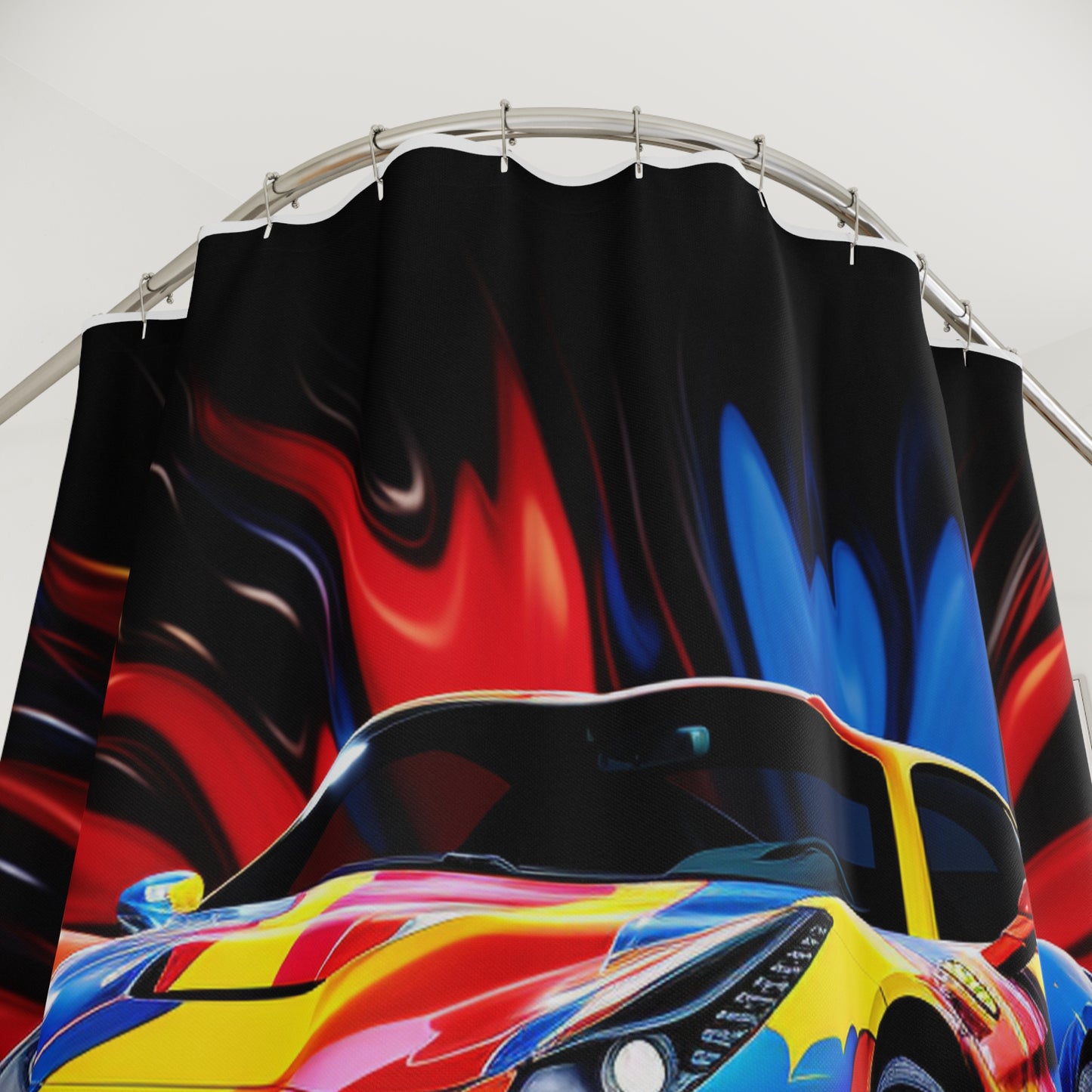 Polyester Shower Curtain Hyper Colorfull Ferrari 1