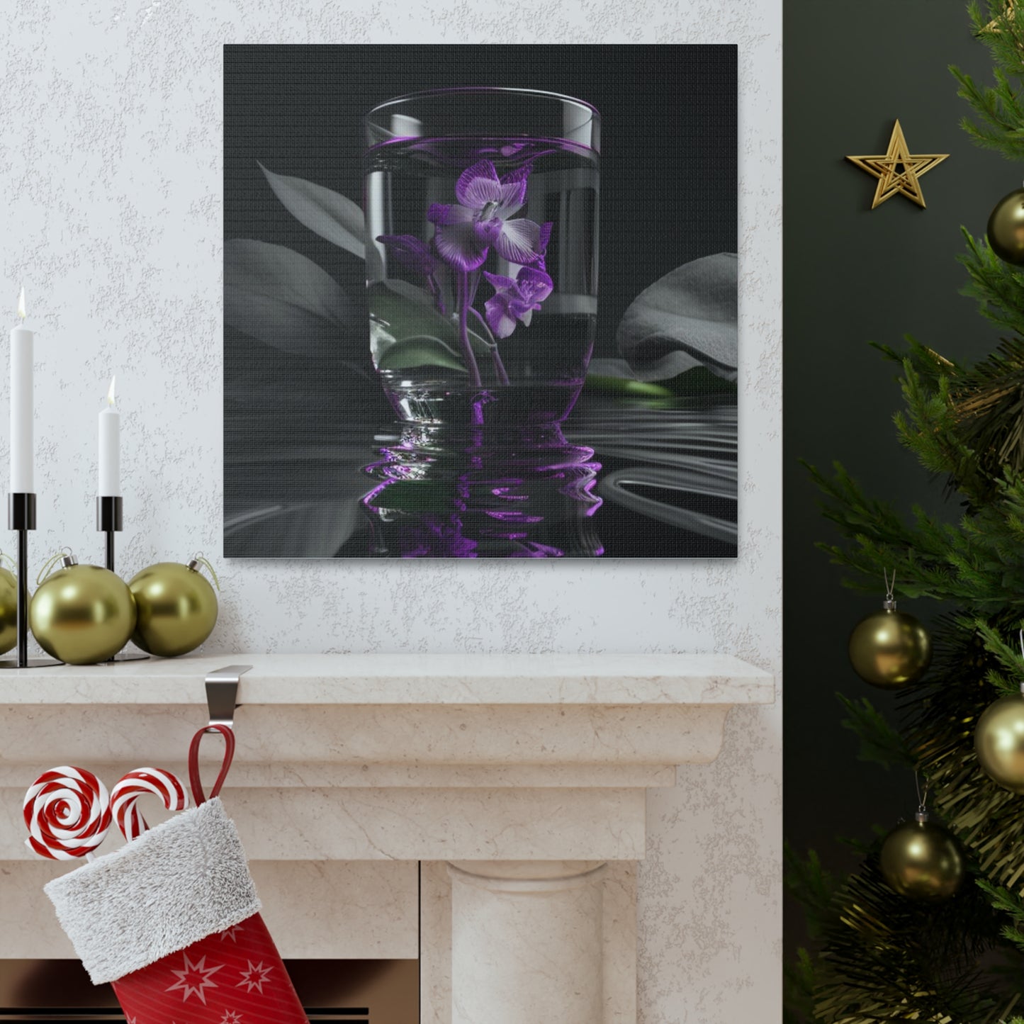 Canvas Gallery Wraps Purple Orchid Glass vase 1