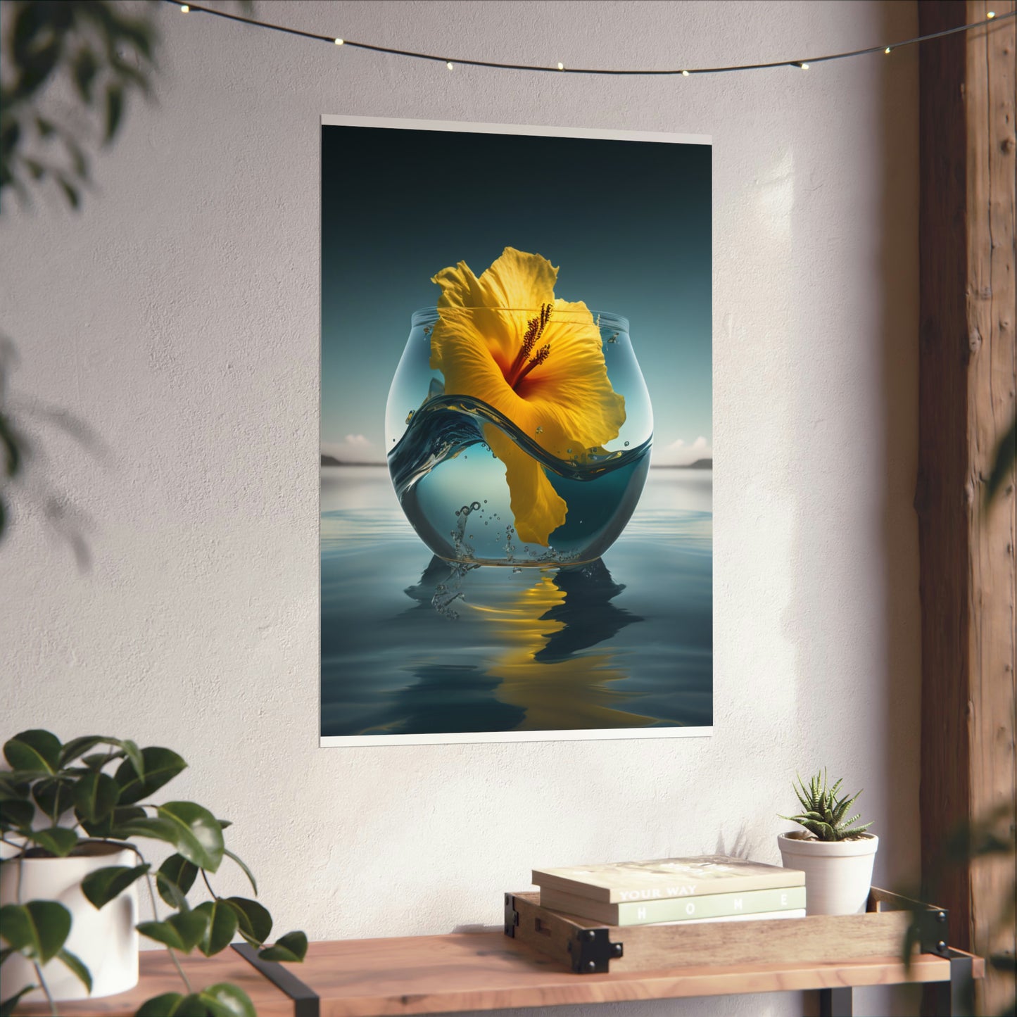 Premium Matte Vertical Posters Yellow Hibiscus glass 4