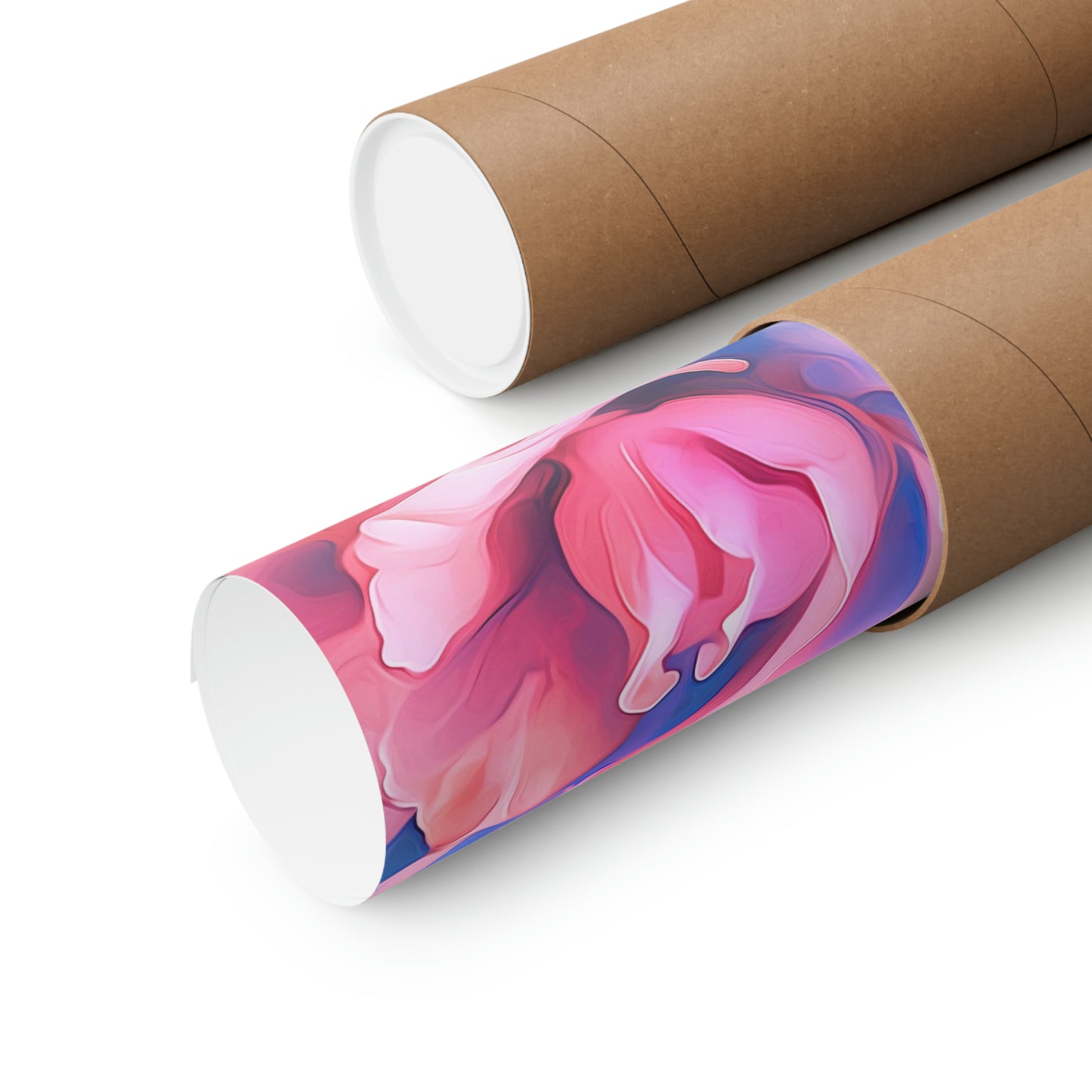 Premium Matte Vertical Posters Pink & Blue Tulip Rose 1