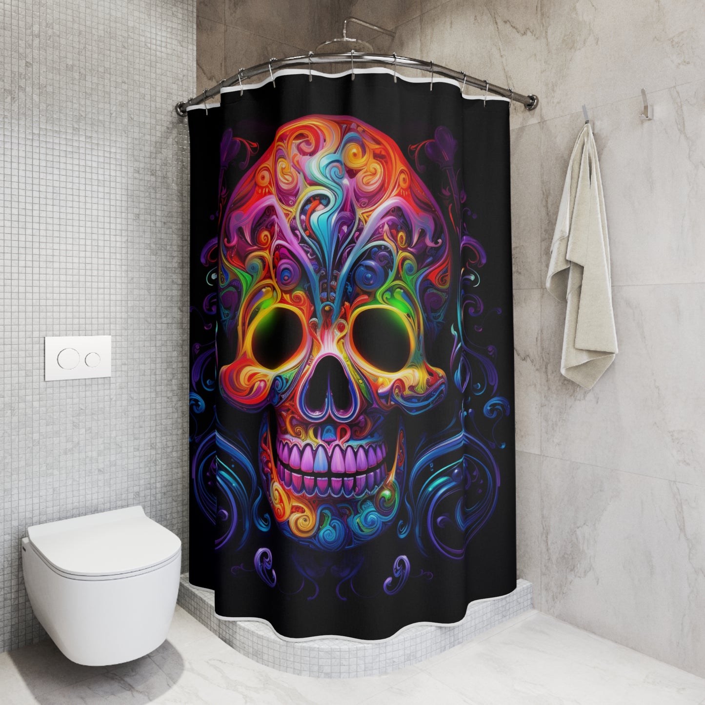 Polyester Shower Curtain Macro Skull Color 2