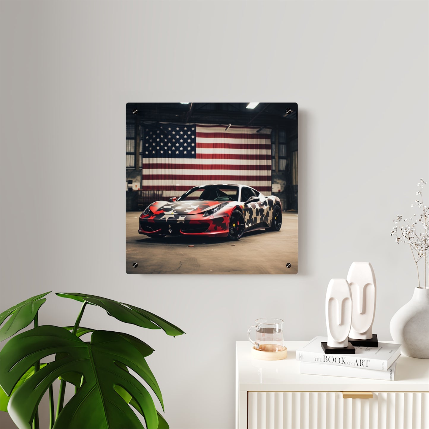 Acrylic Wall Art Panels American Flag Farrari 1