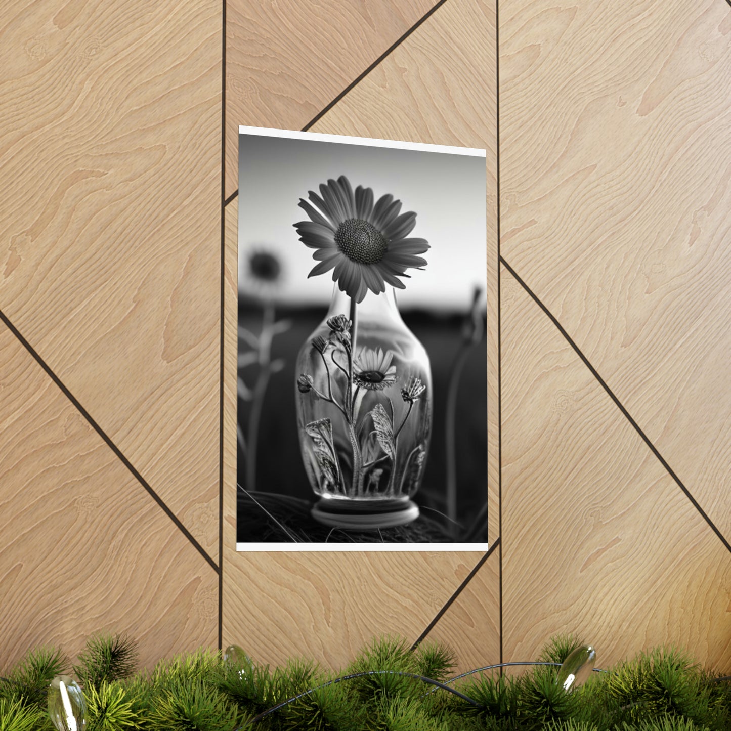 Premium Matte Vertical Posters Yellw Sunflower in a vase 2