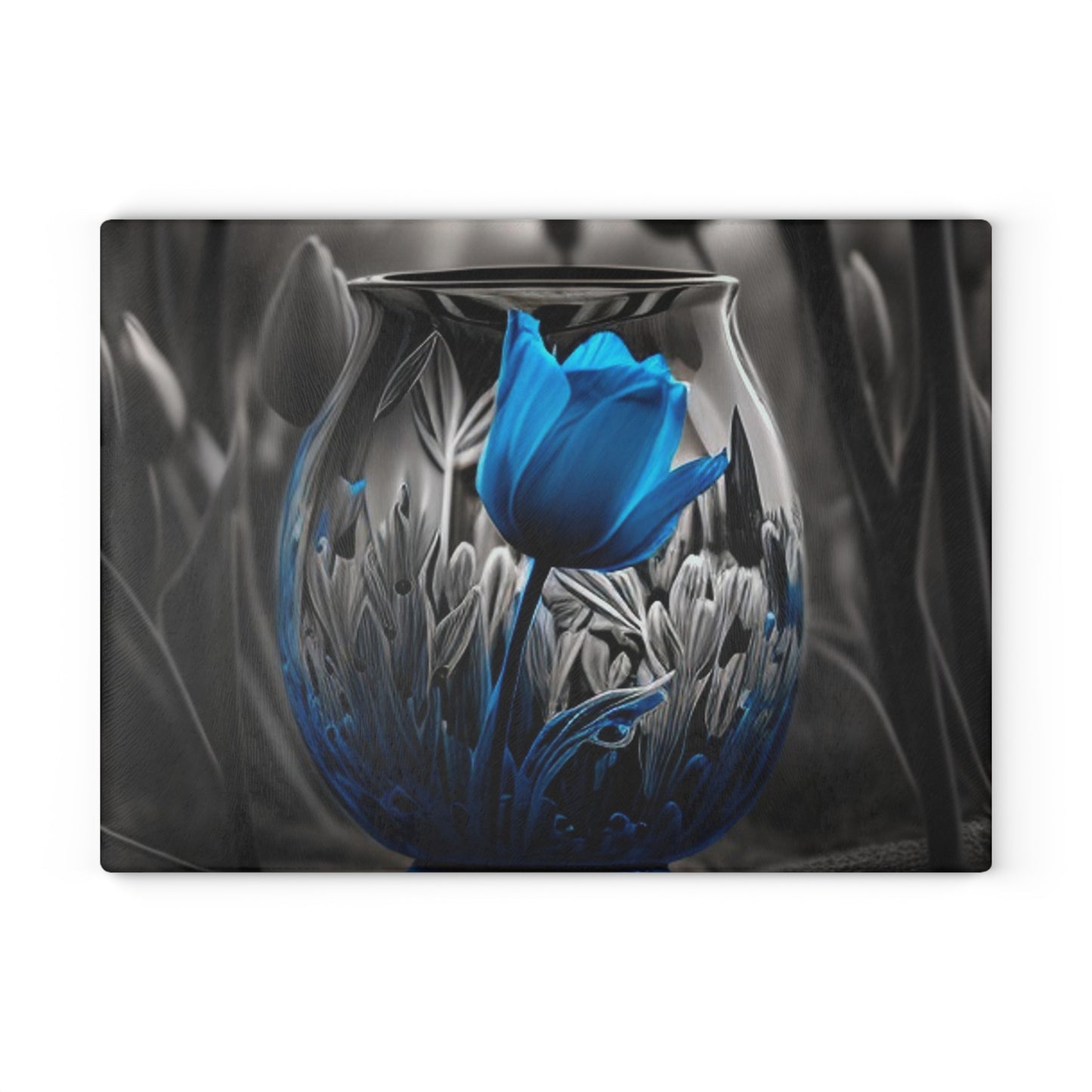 Glass Cutting Board Tulip Blue 1