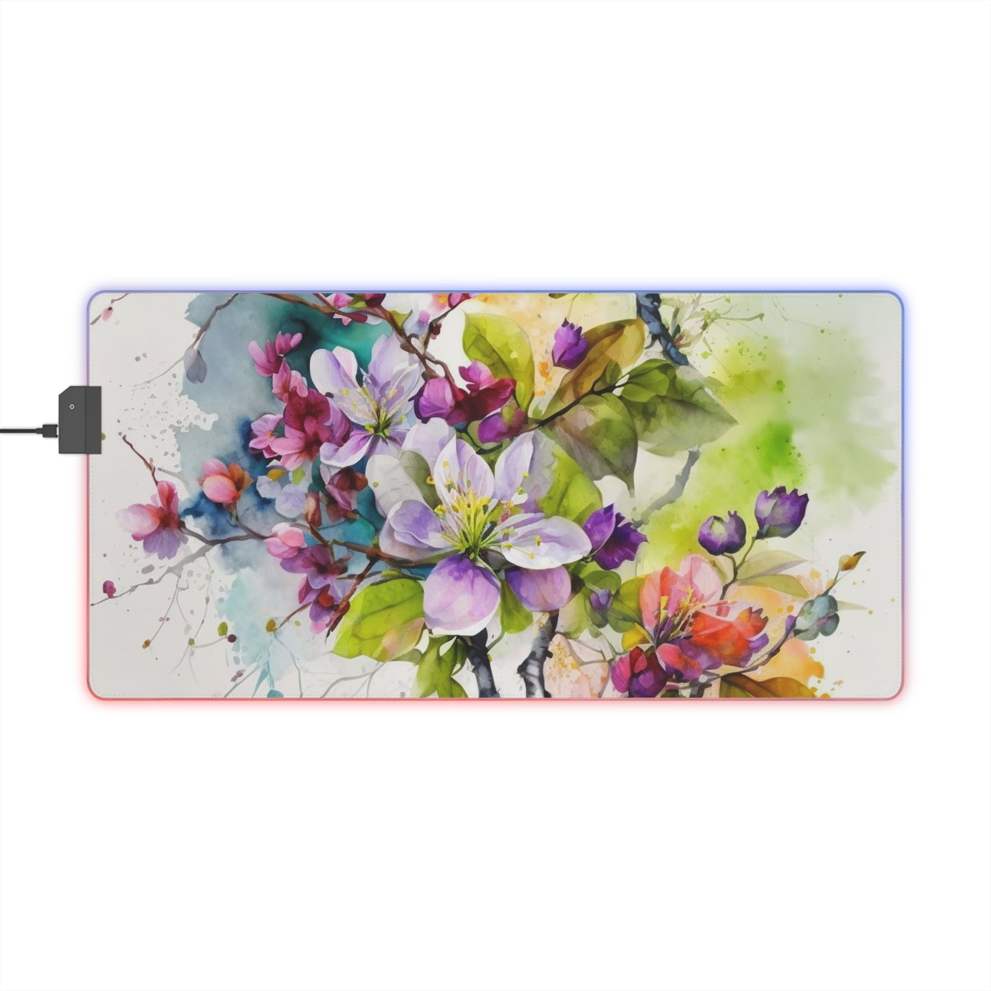 LED Gaming Mouse Pad Mother Nature Bright Spring Colors Realistic Watercolor 4