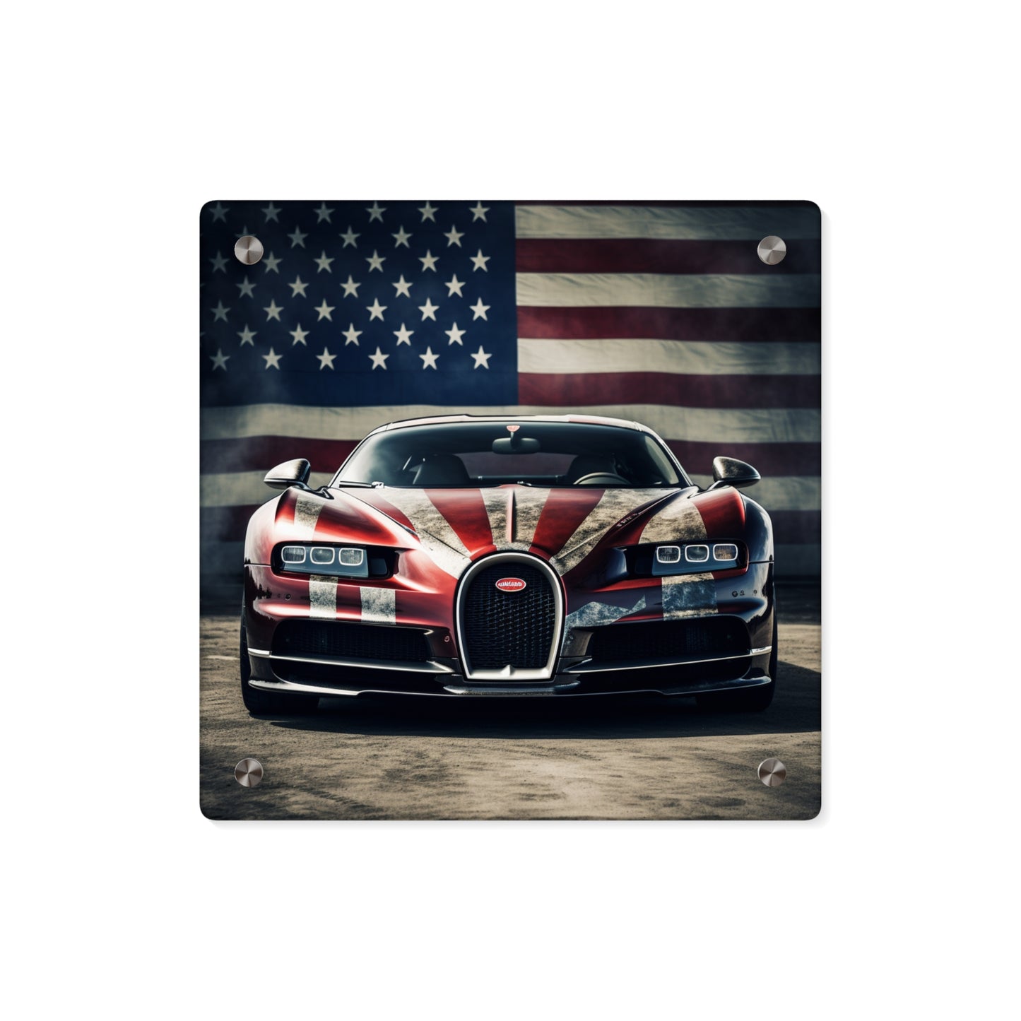 Acrylic Wall Art Panels American Flag Background Bugatti 3