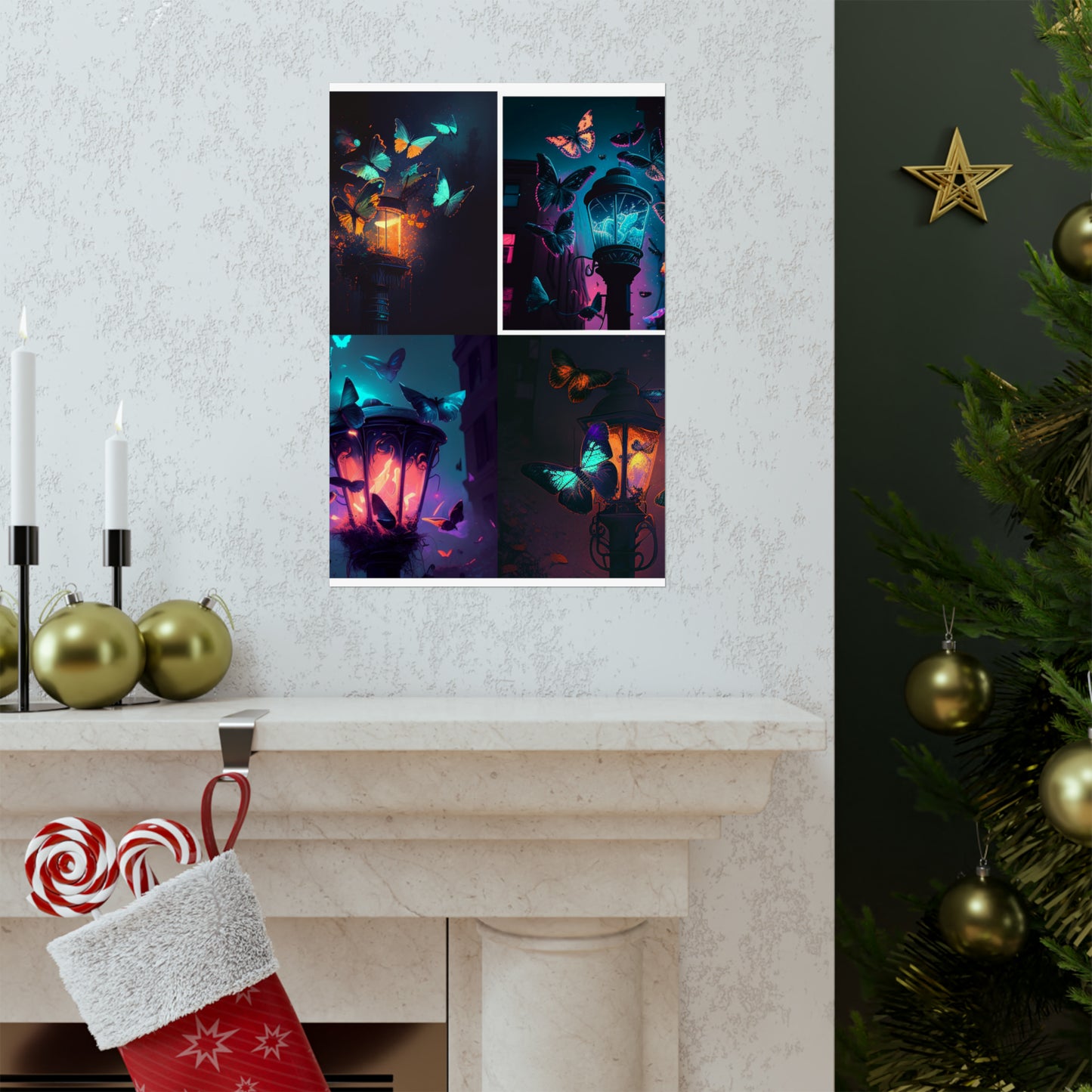 Premium Matte Vertical Posters Street Light Butterfly 5