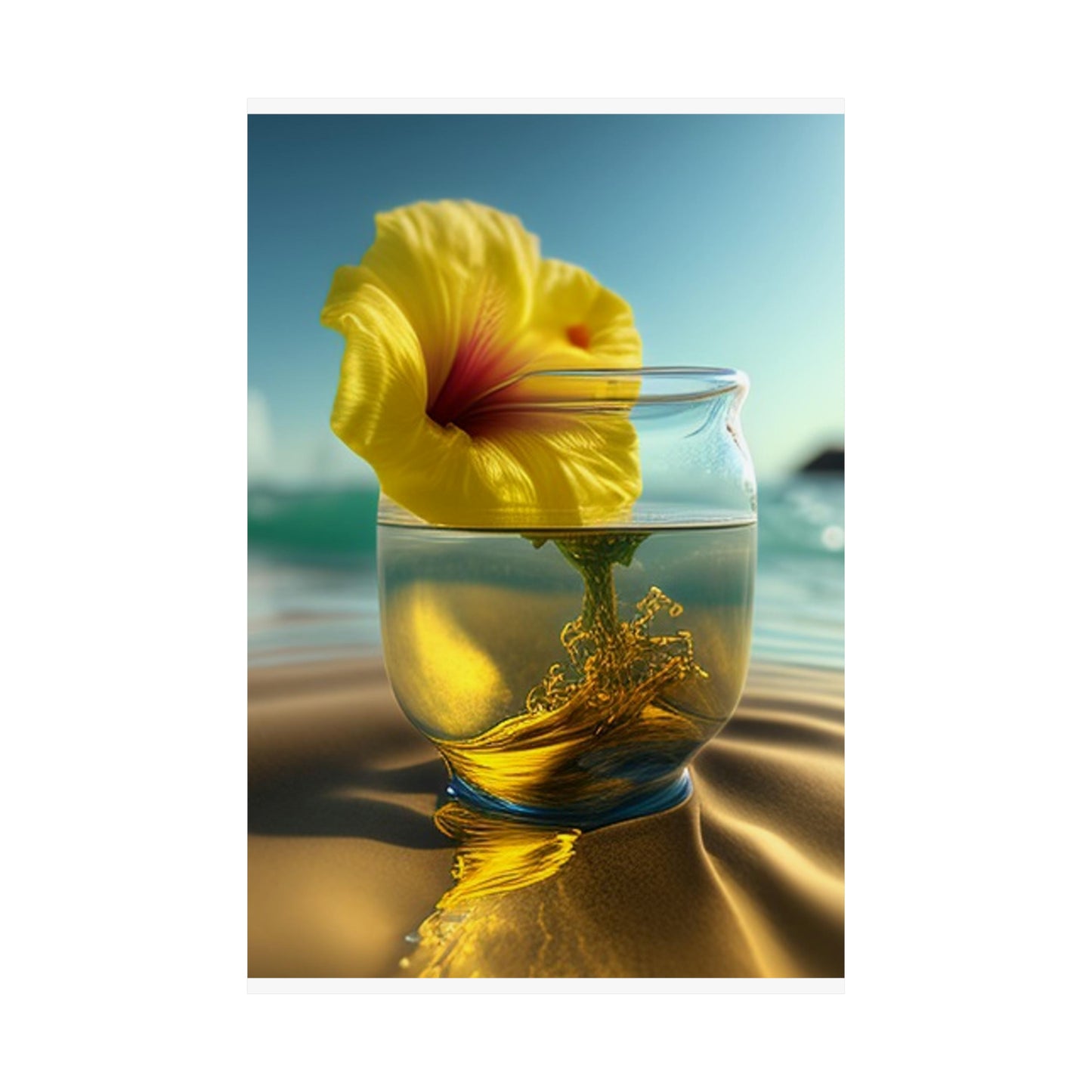 Premium Matte Vertical Posters Yellow Hibiscus glass 1