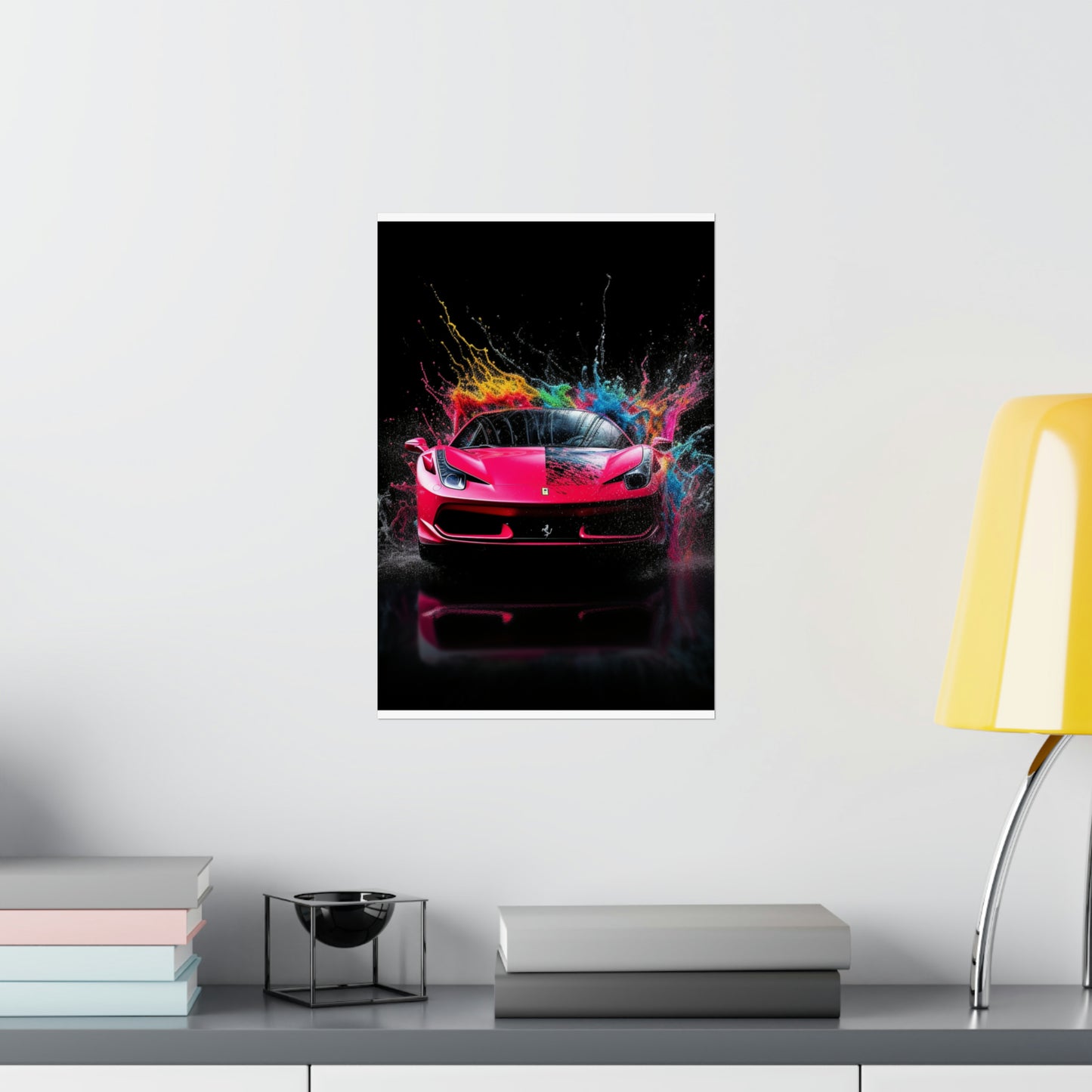 Premium Matte Vertical Posters Ferrari Water Splash 2