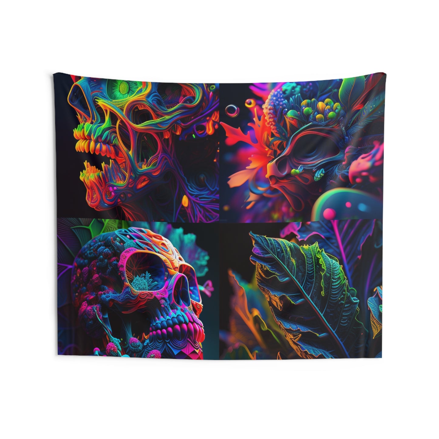 Indoor Wall Tapestries Florescent Skull Death 5