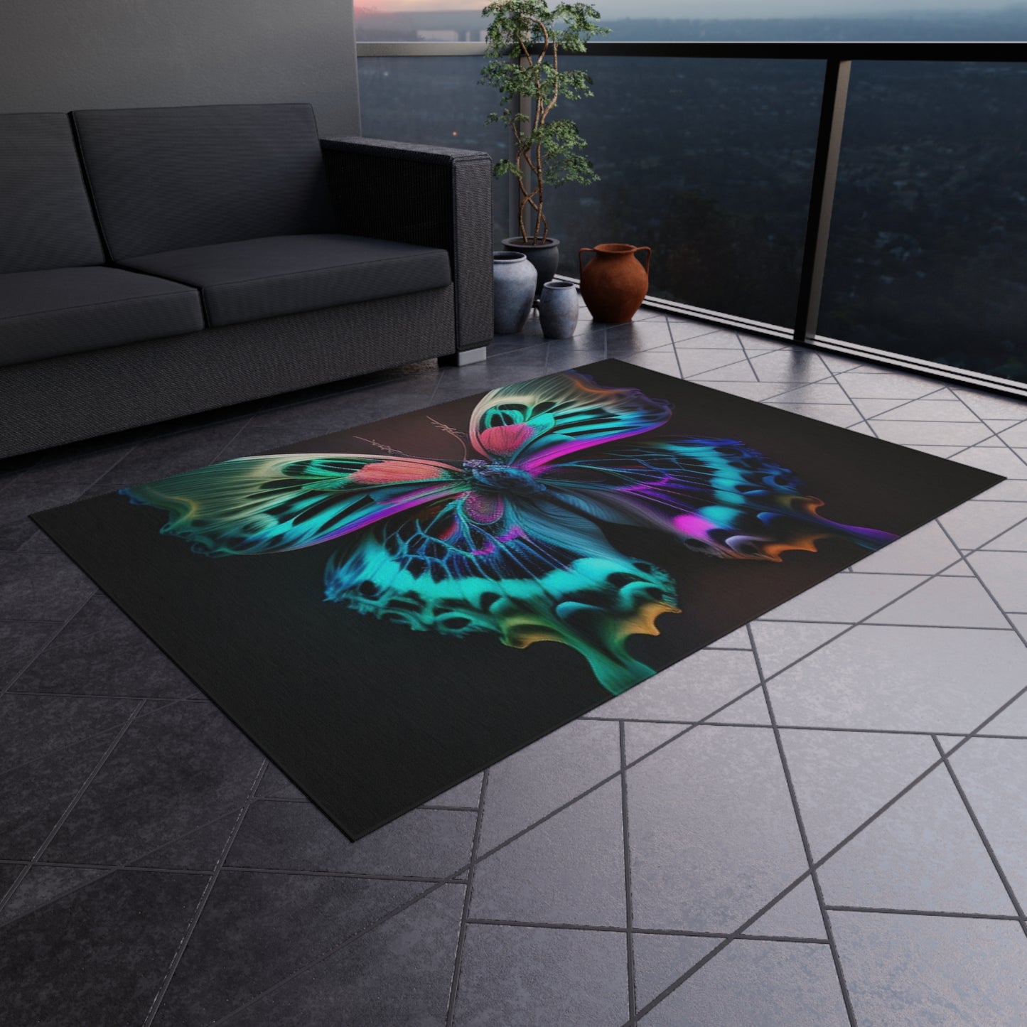 Outdoor Rug  Neon Butterfly Fusion 1