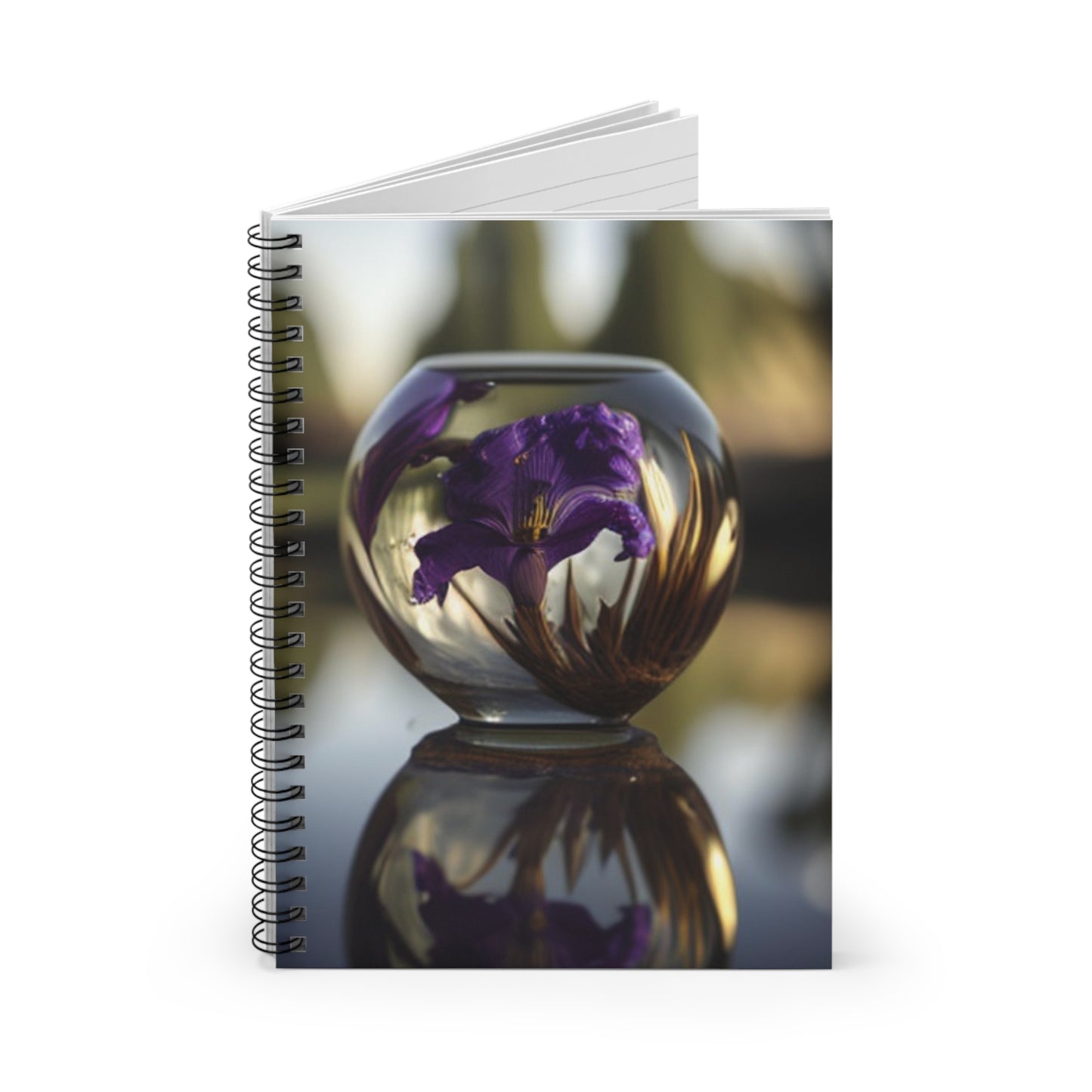 Spiral Notebook - Ruled Line Purple Iris in a vase 2