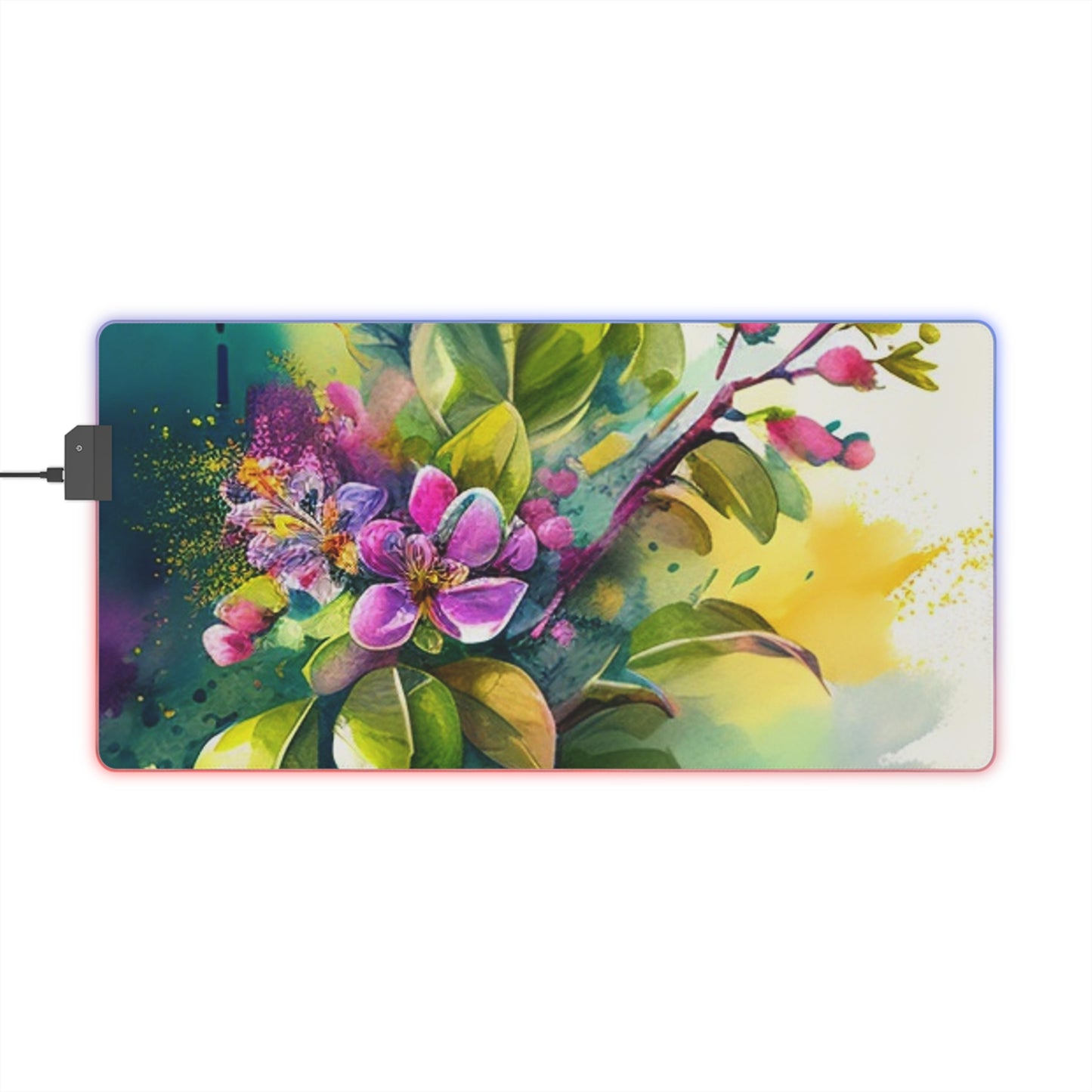 LED Gaming Mouse Pad Mother Nature Bright Spring Colors Realistic Watercolor 1