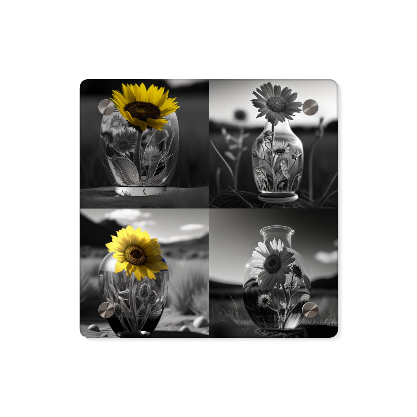 Acrylic Wall Art Panels Yellw Sunflower in a vase 5