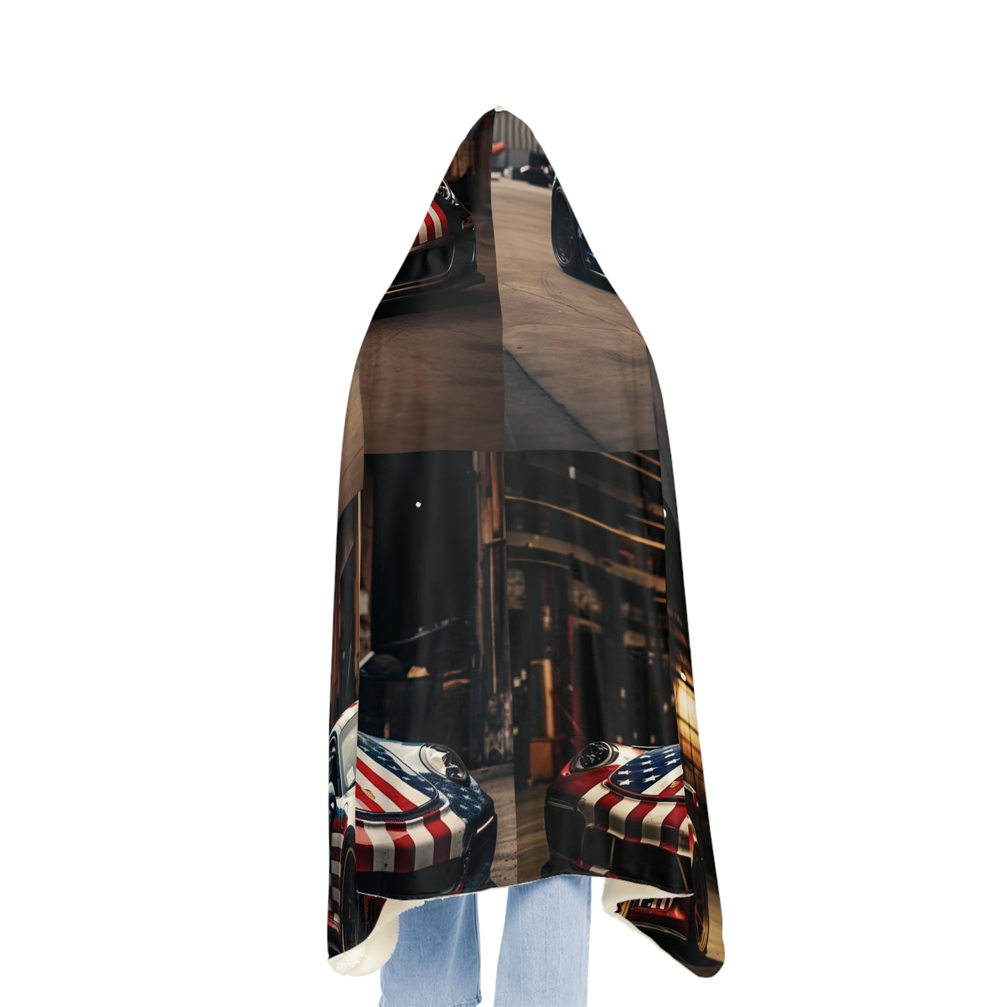 Snuggle Hooded Blanket American Flag Porsche 5