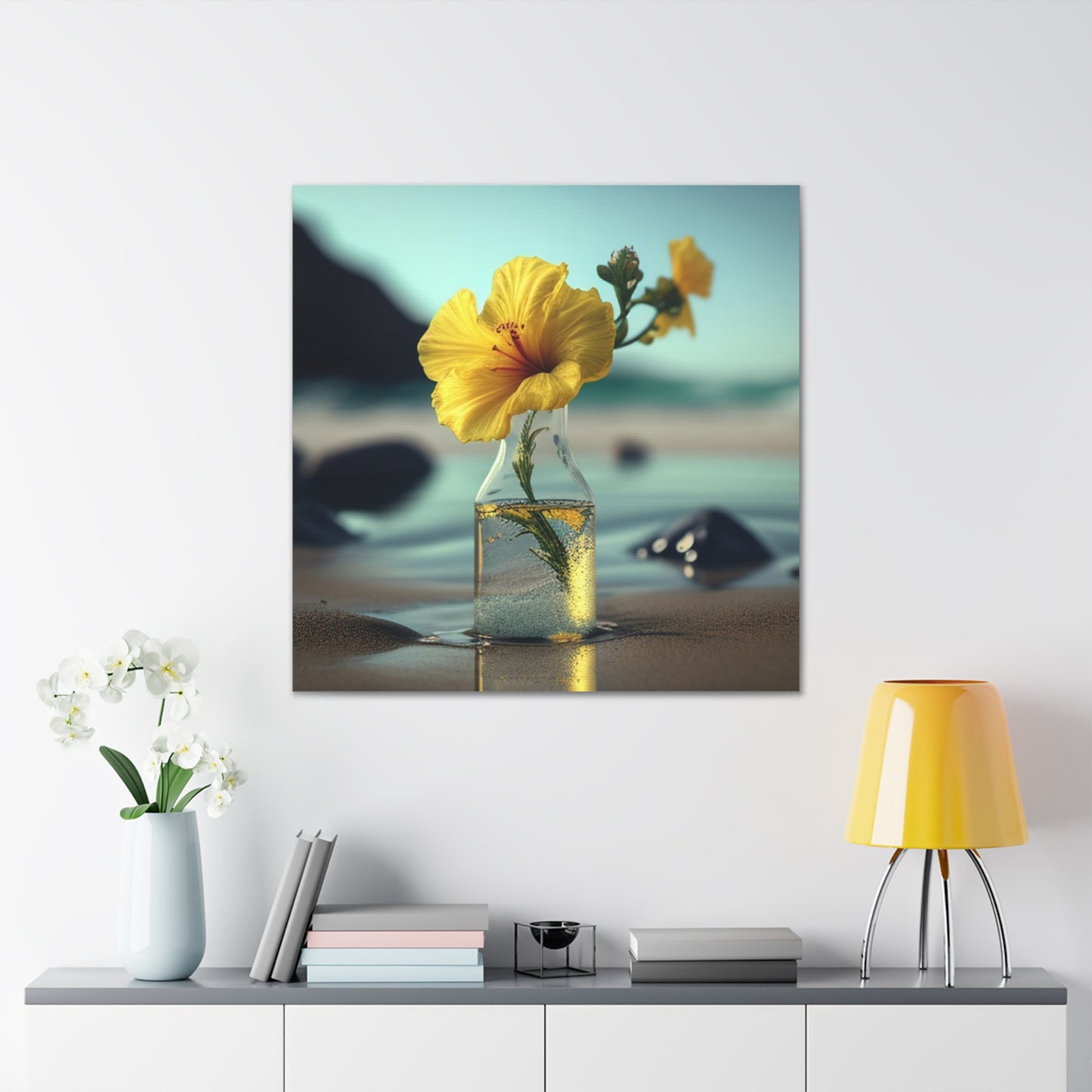 Canvas Gallery Wraps Yellow Hibiscus glass 3