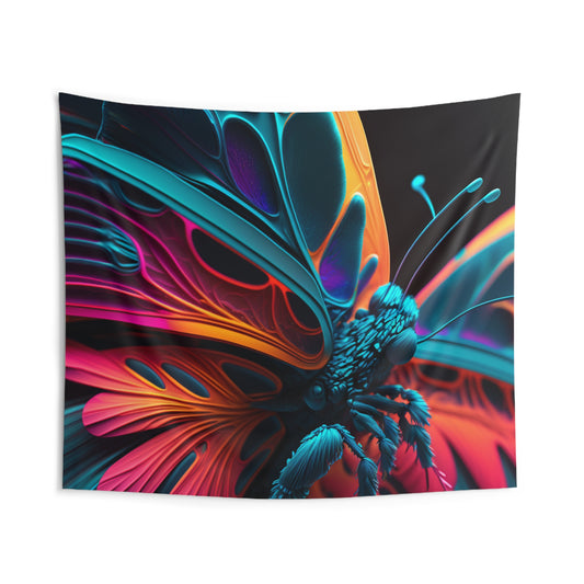 Indoor Wall Tapestries Neon Butterfly Macro 4