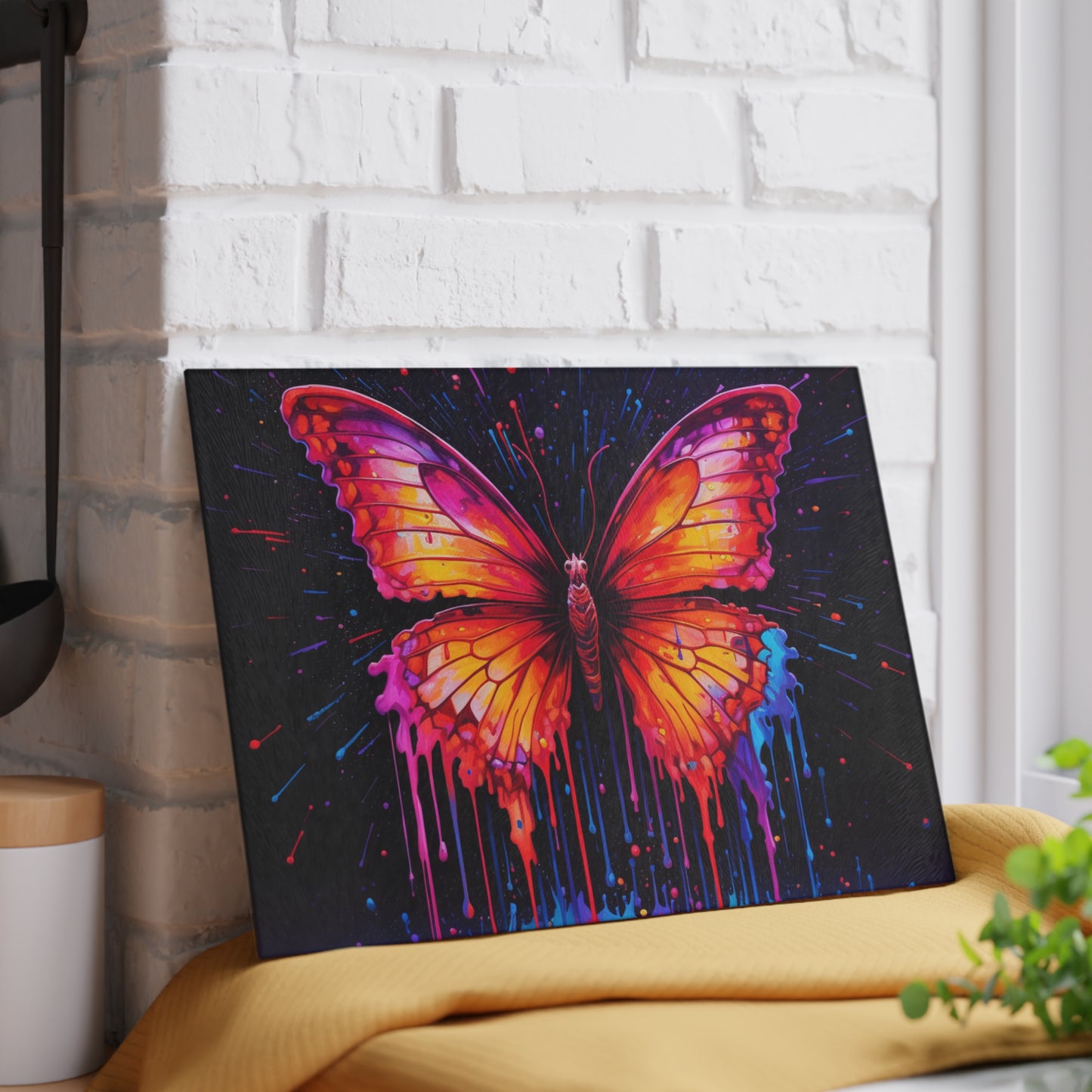 Glass Cutting Board Pink Butterfly Flair 4