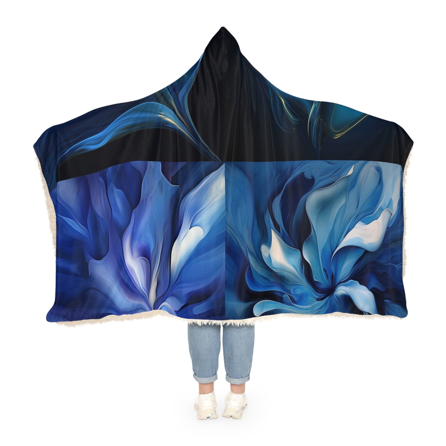 Snuggle Hooded Blanket Abstract Blue Tulip 5