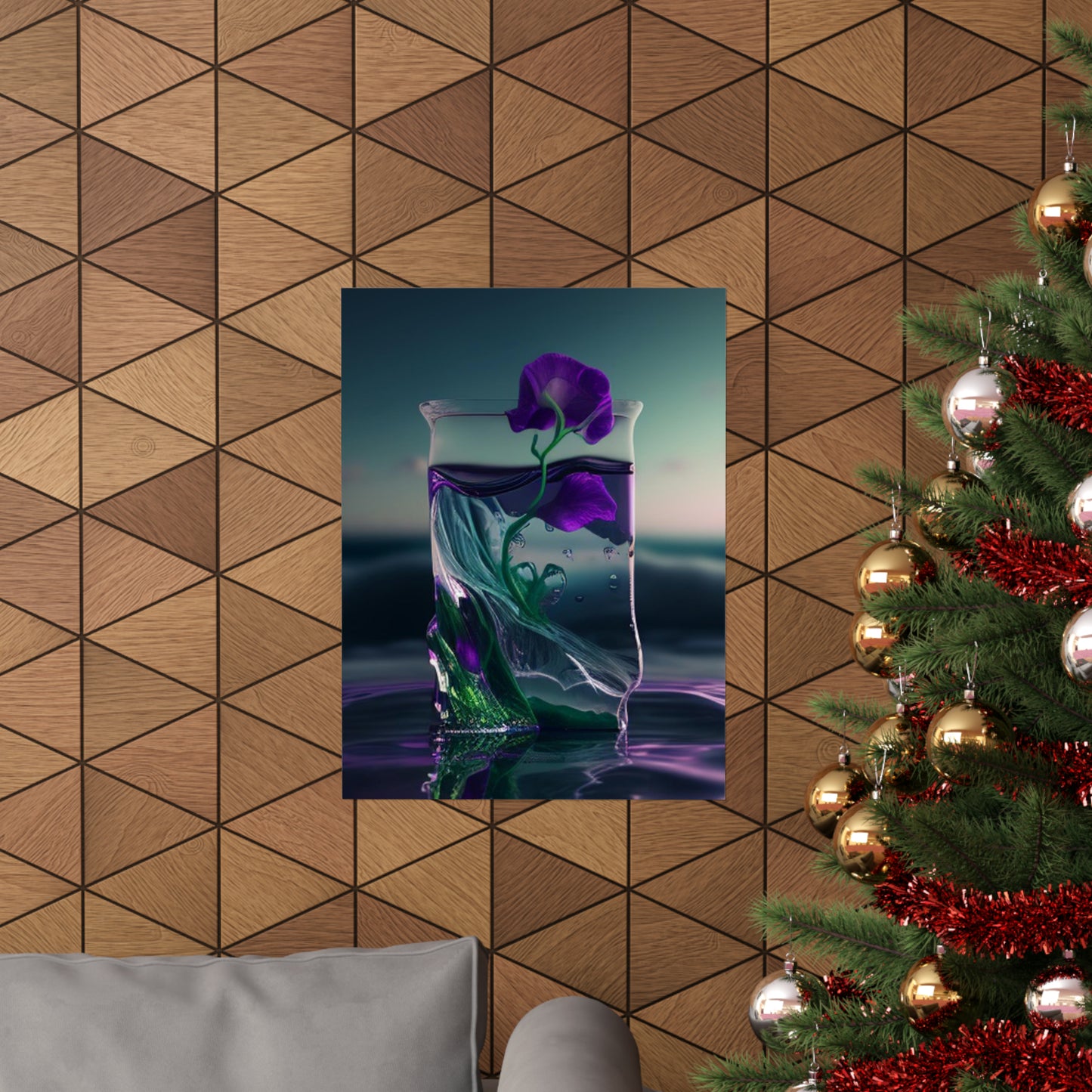 Premium Matte Vertical Posters Purple Sweet pea in a vase 3