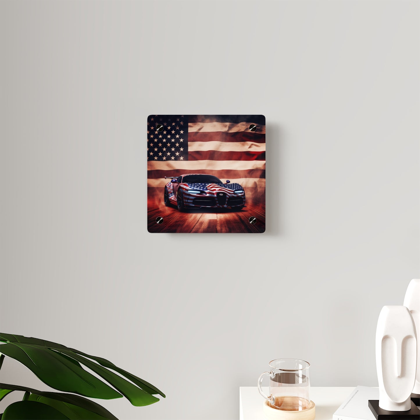 Acrylic Wall Art Panels Abstract American Flag Background Bugatti 2