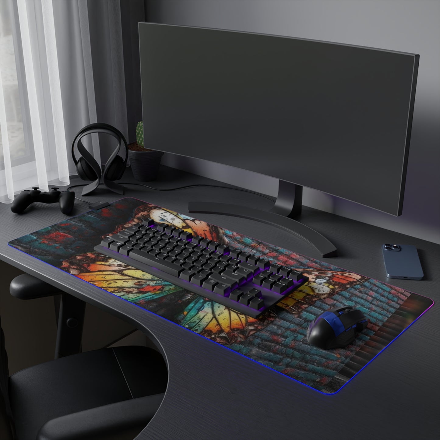 LED Gaming Mouse Pad Liquid Street Butterfly 2