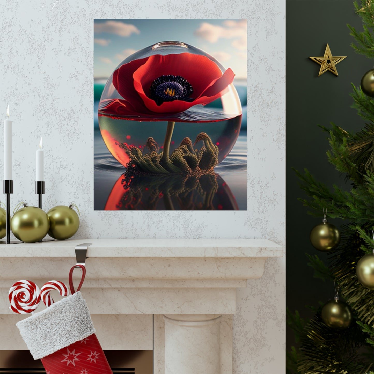 Premium Matte Vertical Posters Red Anemone in a Vase 4