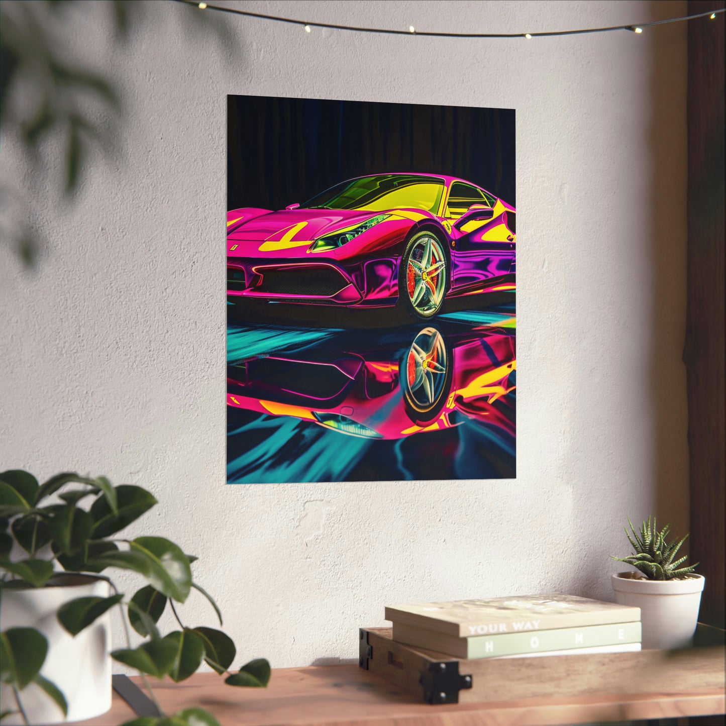 Premium Matte Vertical Posters Pink Ferrari Macro 3