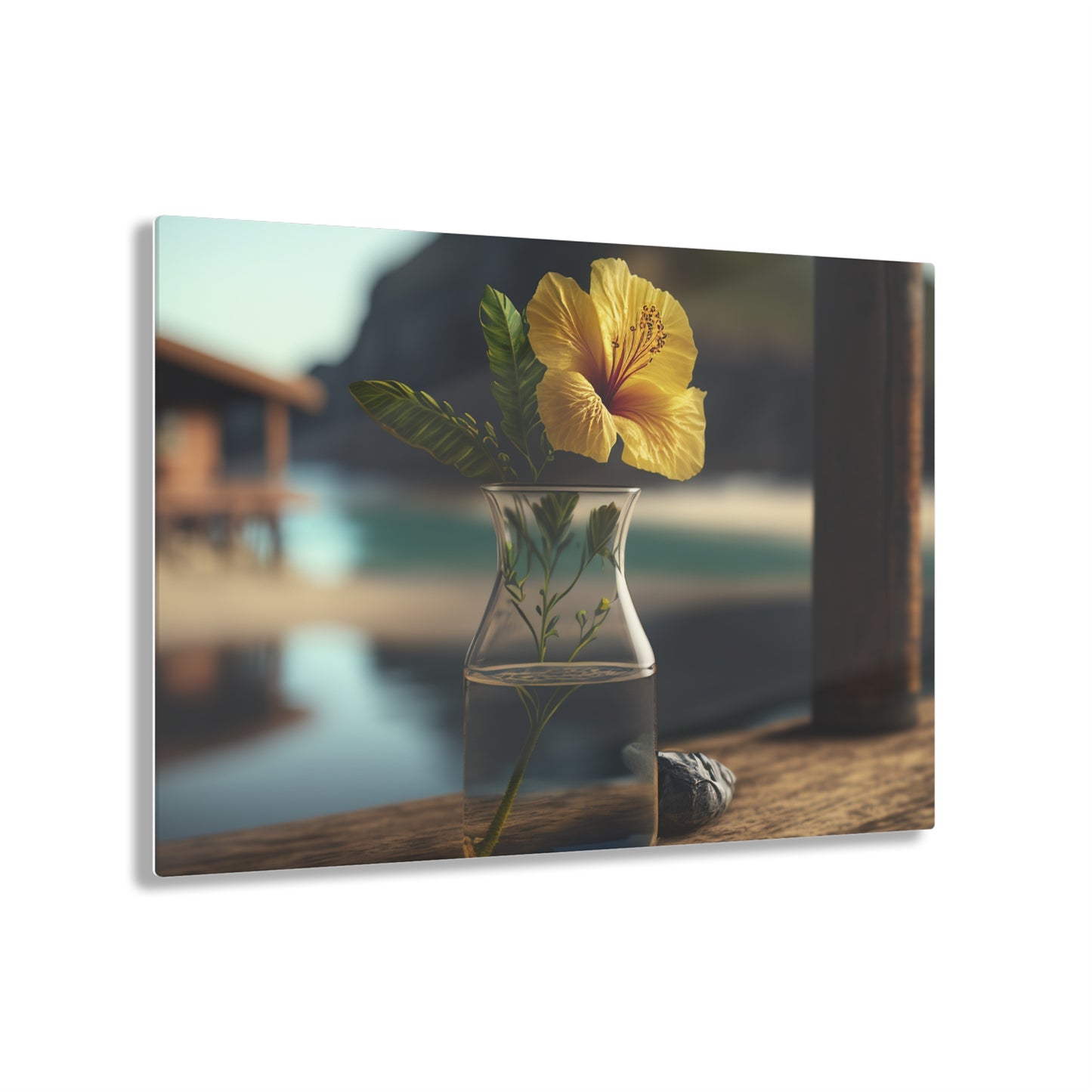 Acrylic Prints Yellow Hibiscus Wood 4