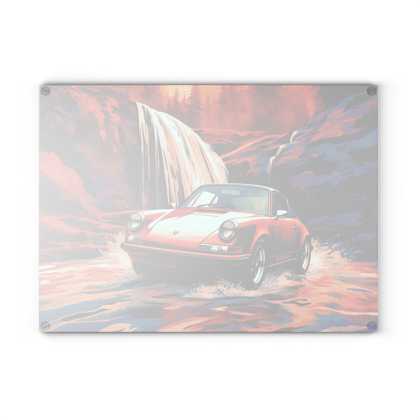 Glass Cutting Board American Flag Porsche Abstract 4