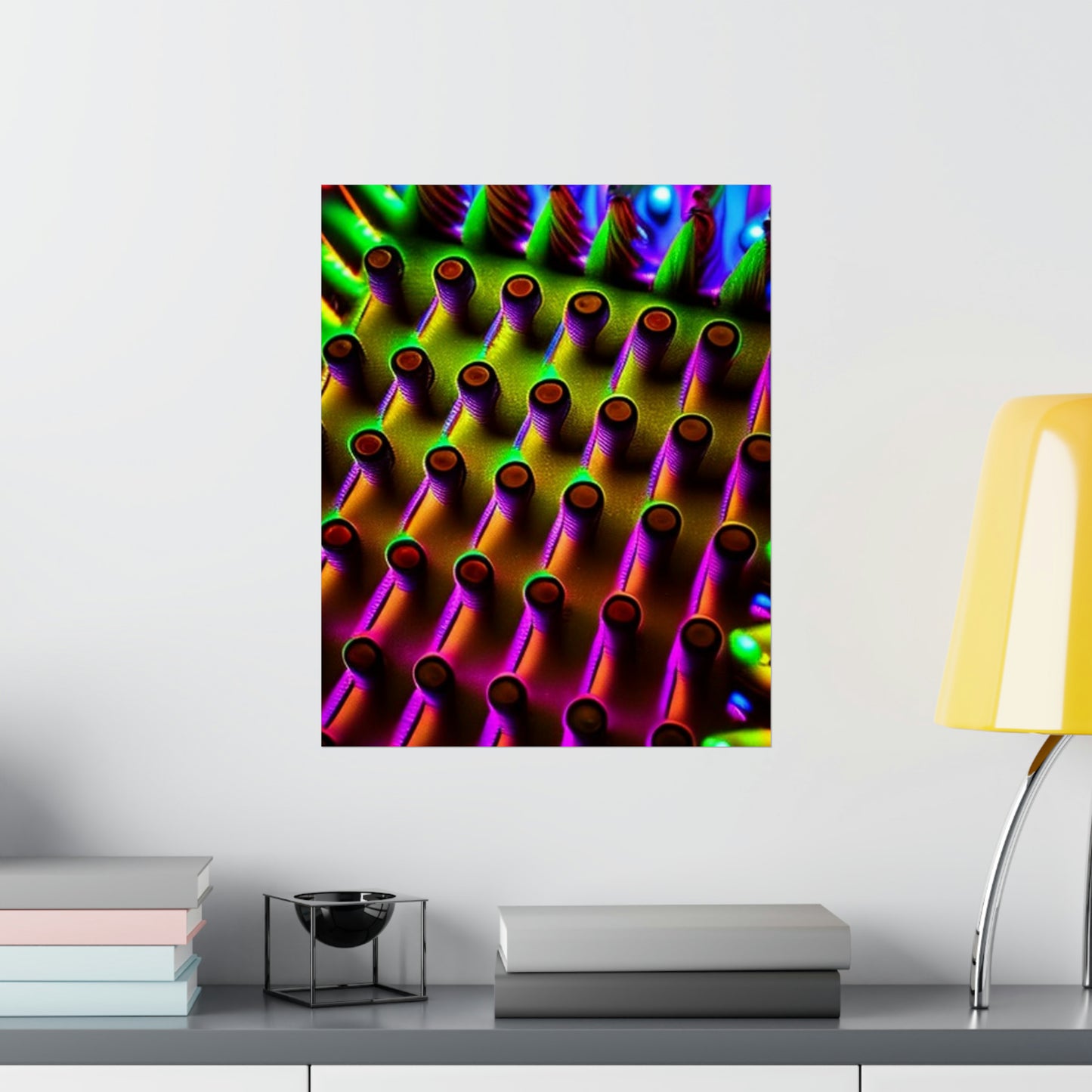 posters Macro Cactus neon square 1