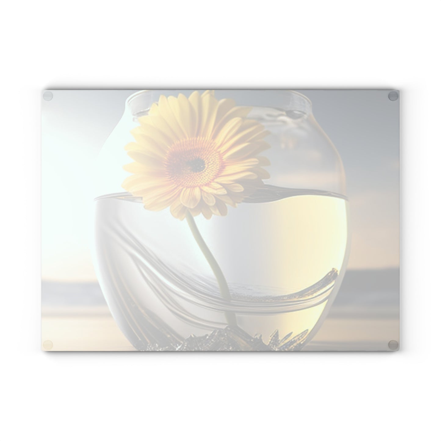 Glass Cutting Board yello Gerbera glass 1