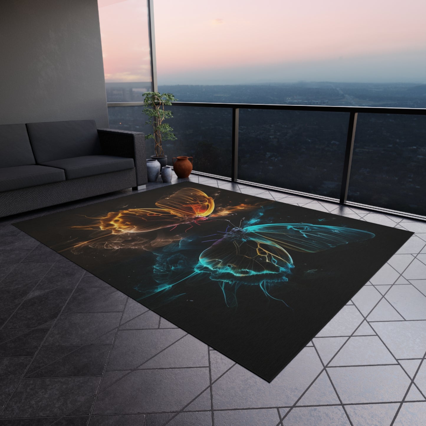 Outdoor Rug  Kiss Neon Butterfly 7