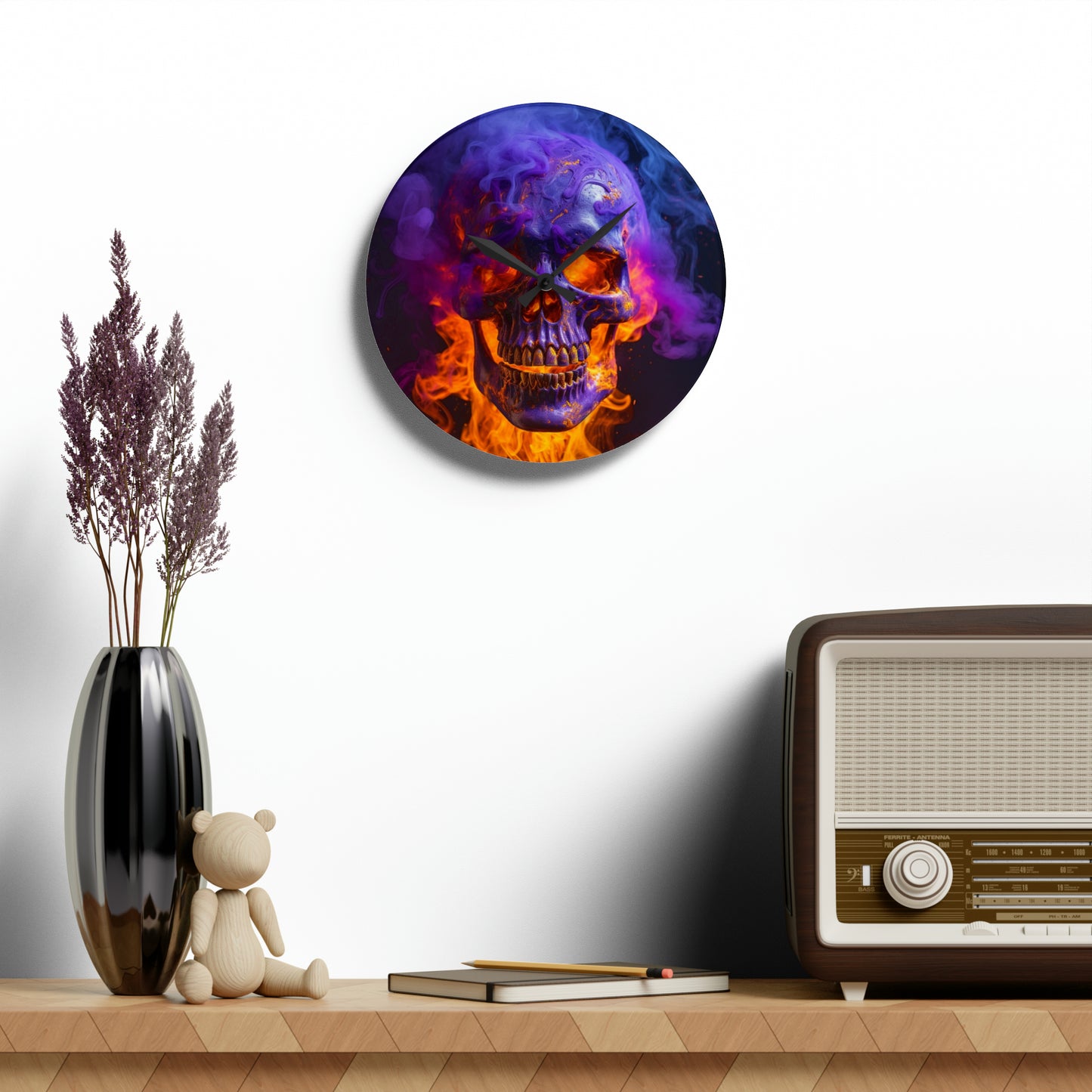 Acrylic Wall Clock Macro Skull 1