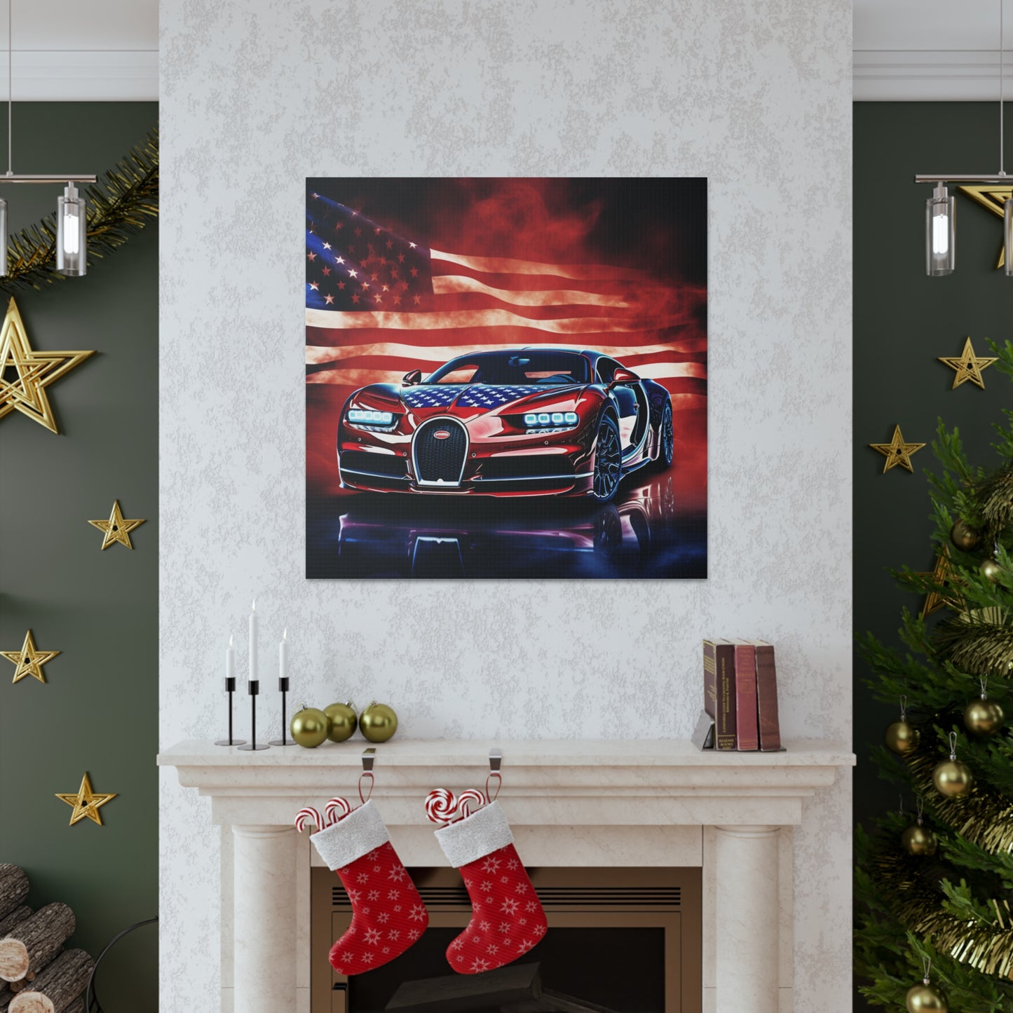 Canvas Gallery Wraps Abstract American Flag Background Bugatti 3