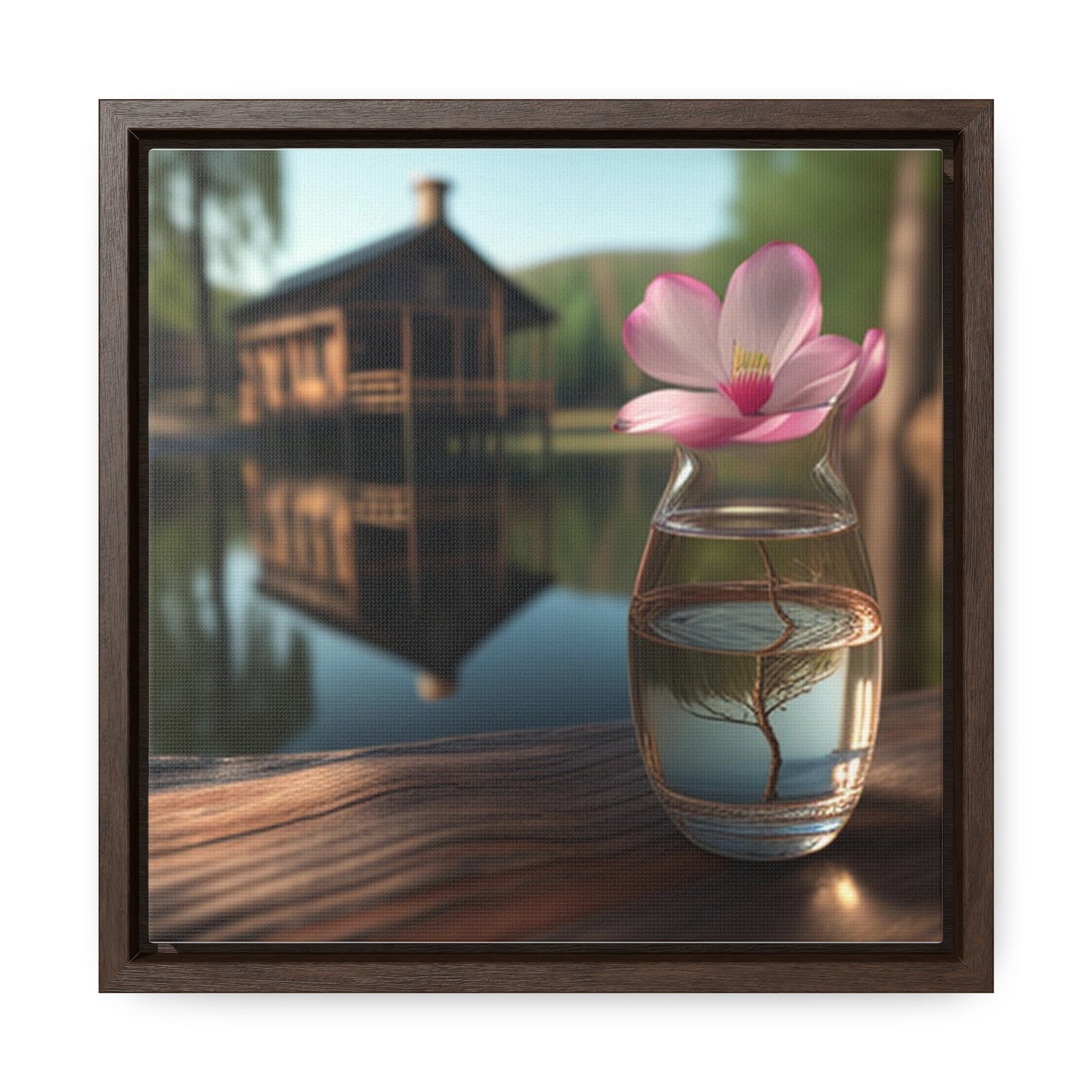Gallery Canvas Wraps, Square Frame Magnolia in a Glass vase 1