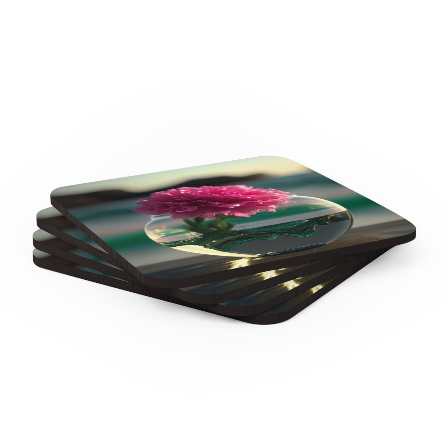 Corkwood Coaster Set Carnation 3