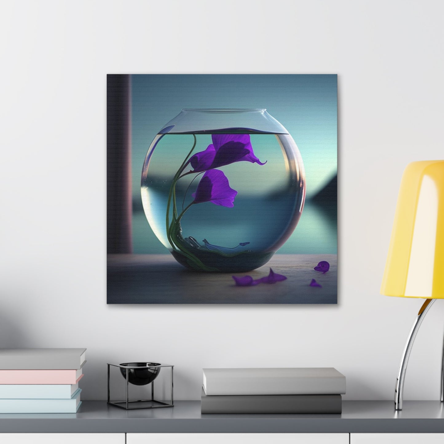 Canvas Gallery Wraps Purple Sweet pea in a vase 2