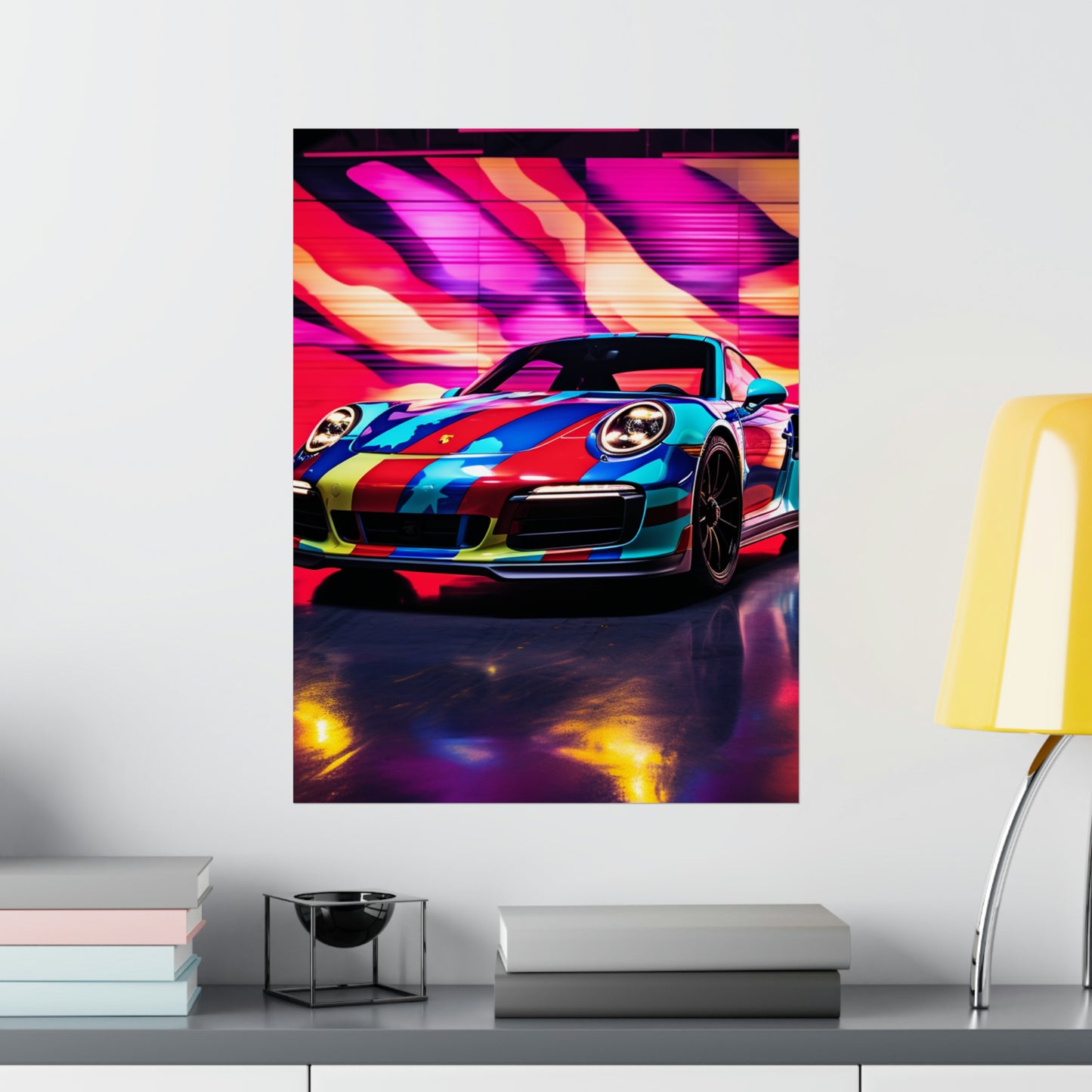 Premium Matte Vertical Posters Macro American Flag Porsche 1