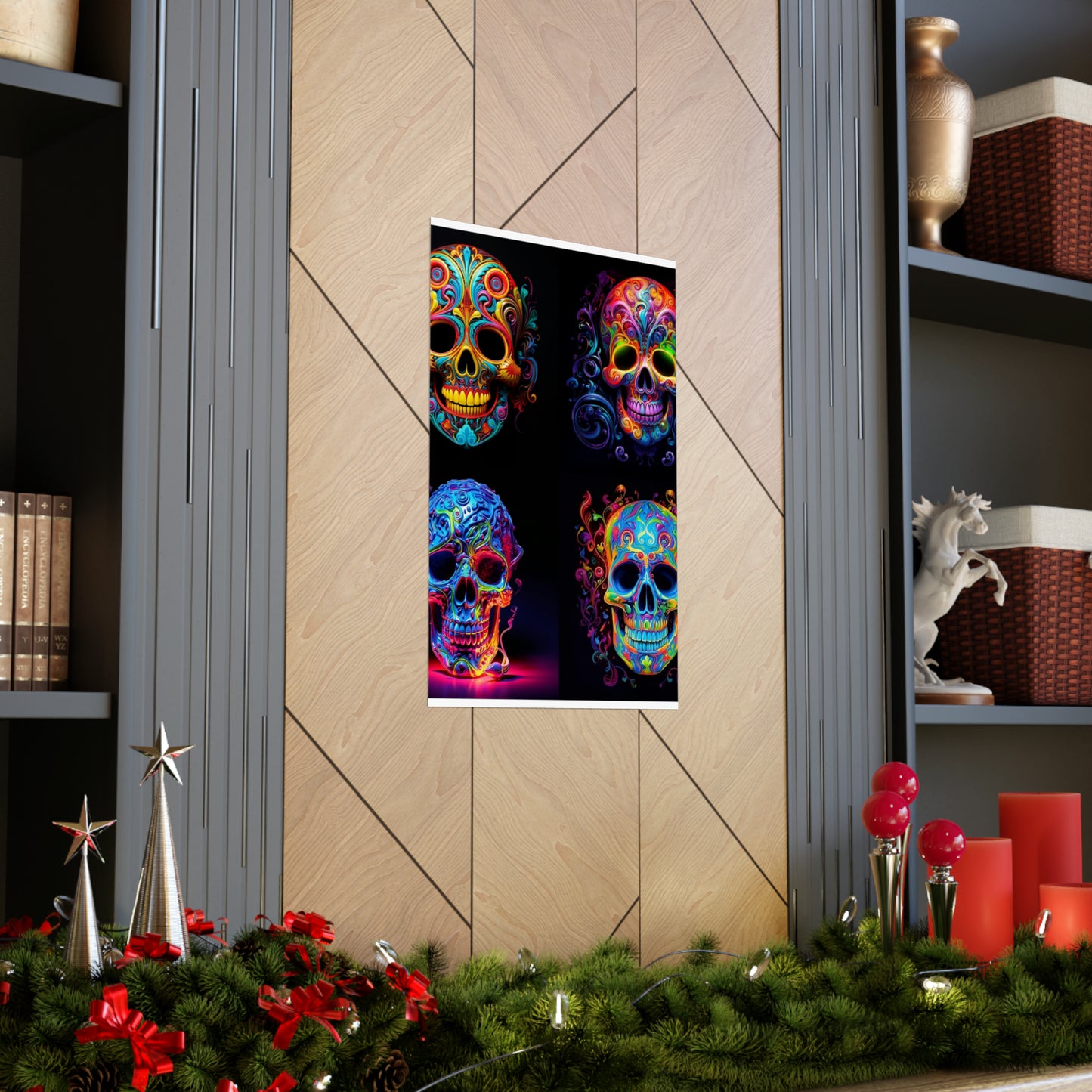 Premium Matte Vertical Posters Macro Skull Color 5