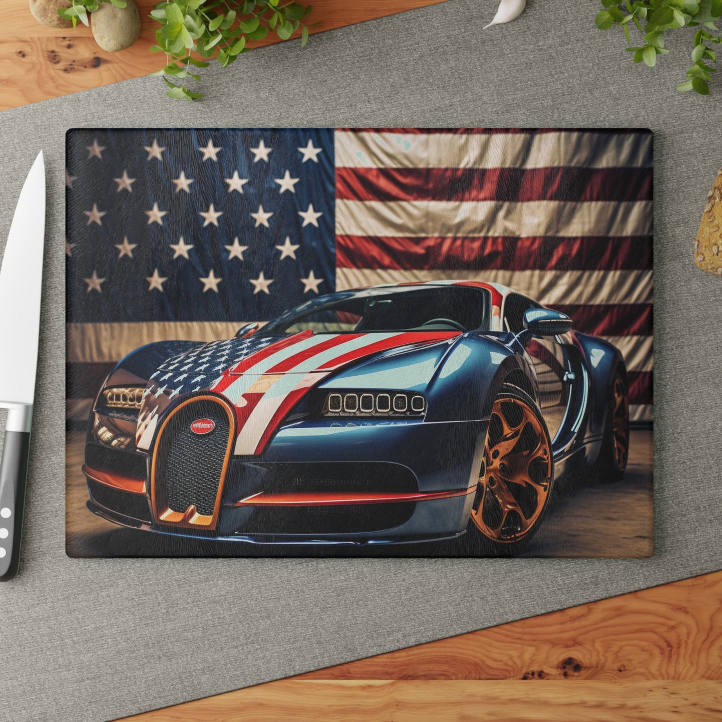 Glass Cutting Board Bugatti Flag American 4