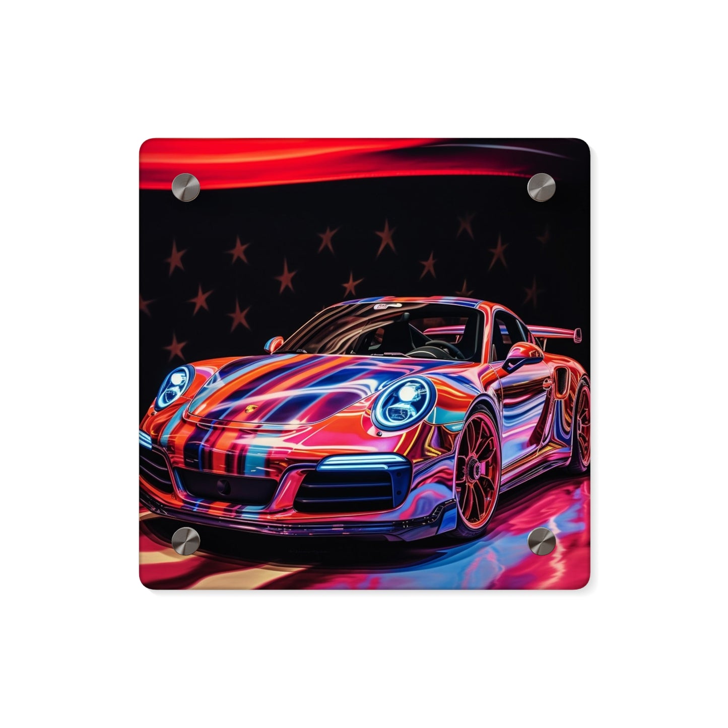 Acrylic Wall Art Panels American Flag Colored Porsche 2