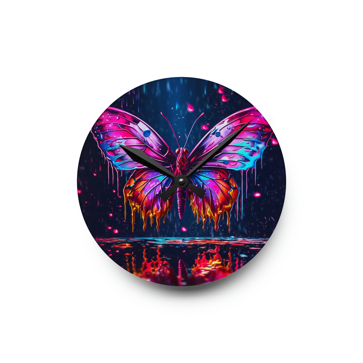 Acrylic Wall Clock Pink Butterfly Flair 2