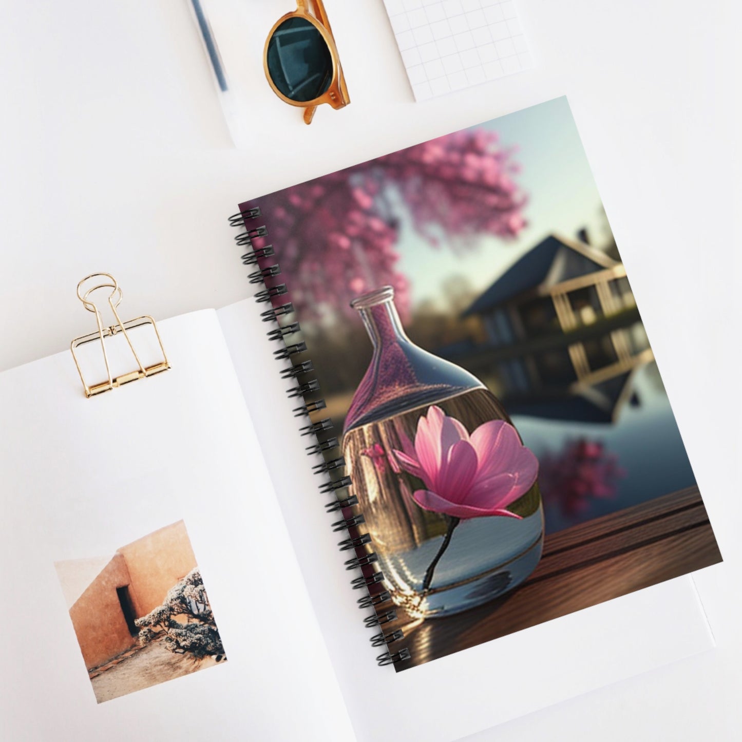 Spiral Notebook - Ruled Line Magnolia in a Glass vase 2
