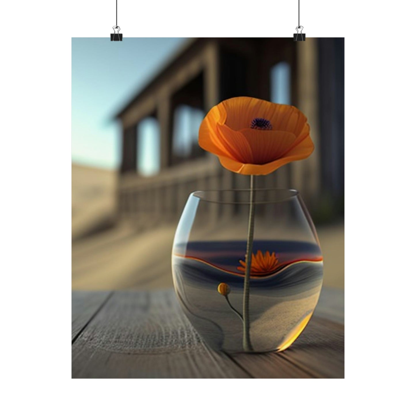 Premium Matte Vertical Posters Poppy in a Glass Vase 4