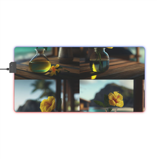 LED Gaming Mouse Pad Yellow Hibiscus Wood 5