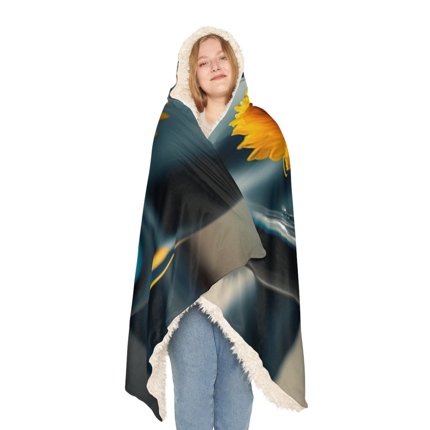 Snuggle Hooded Blanket yello Gerbera glass 3