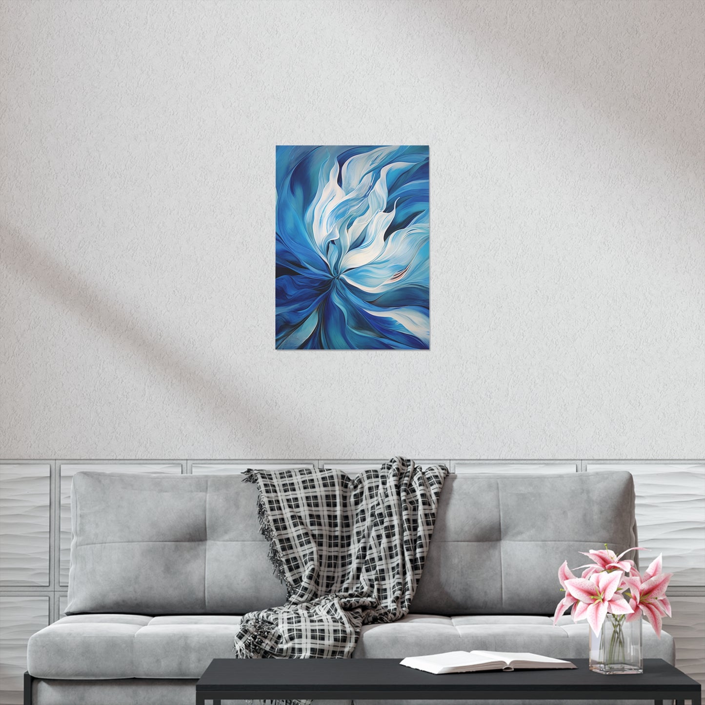 Premium Matte Vertical Posters Blue Tluip Abstract 1